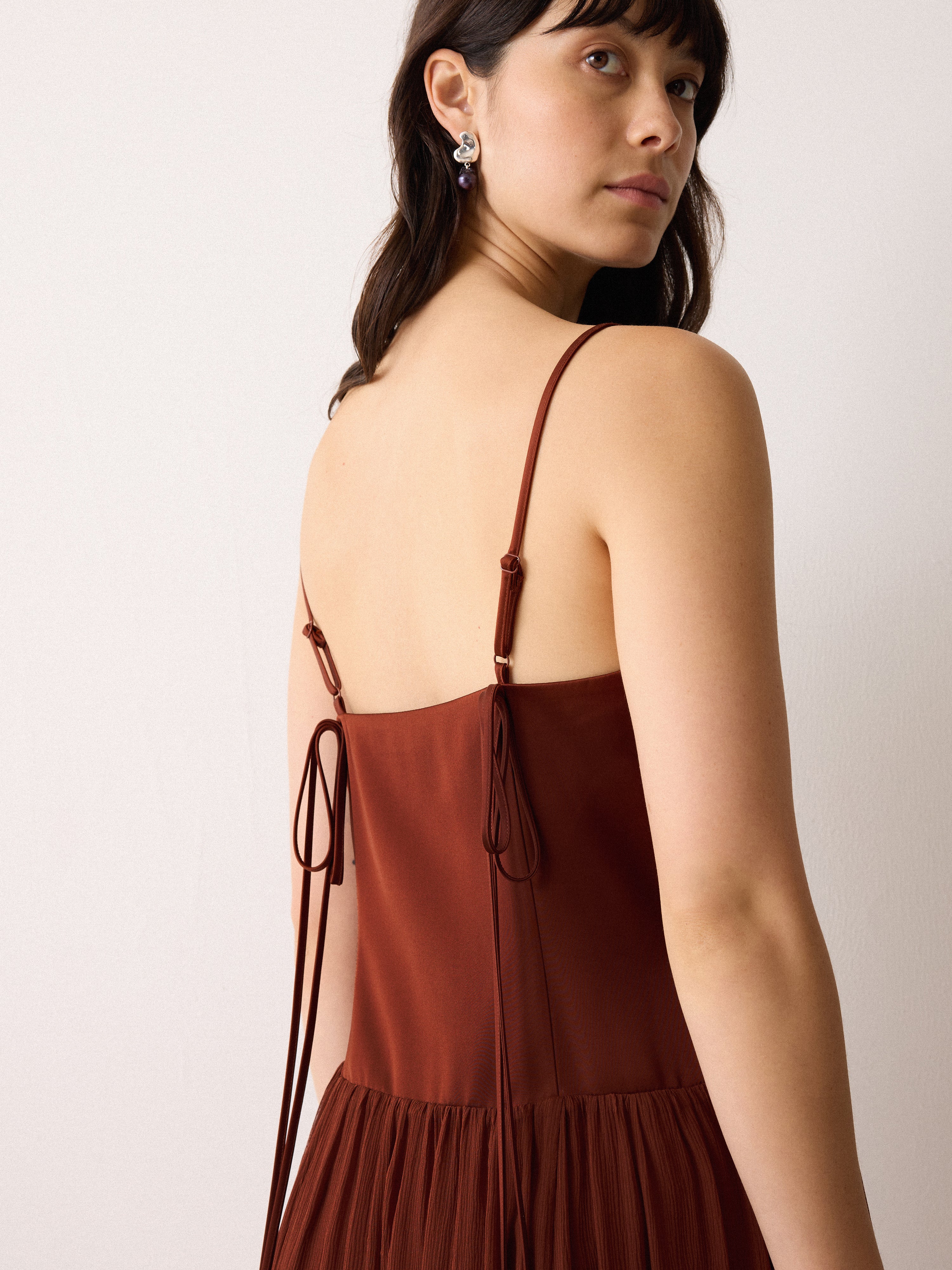Silk Mix Drop Waist Dress
