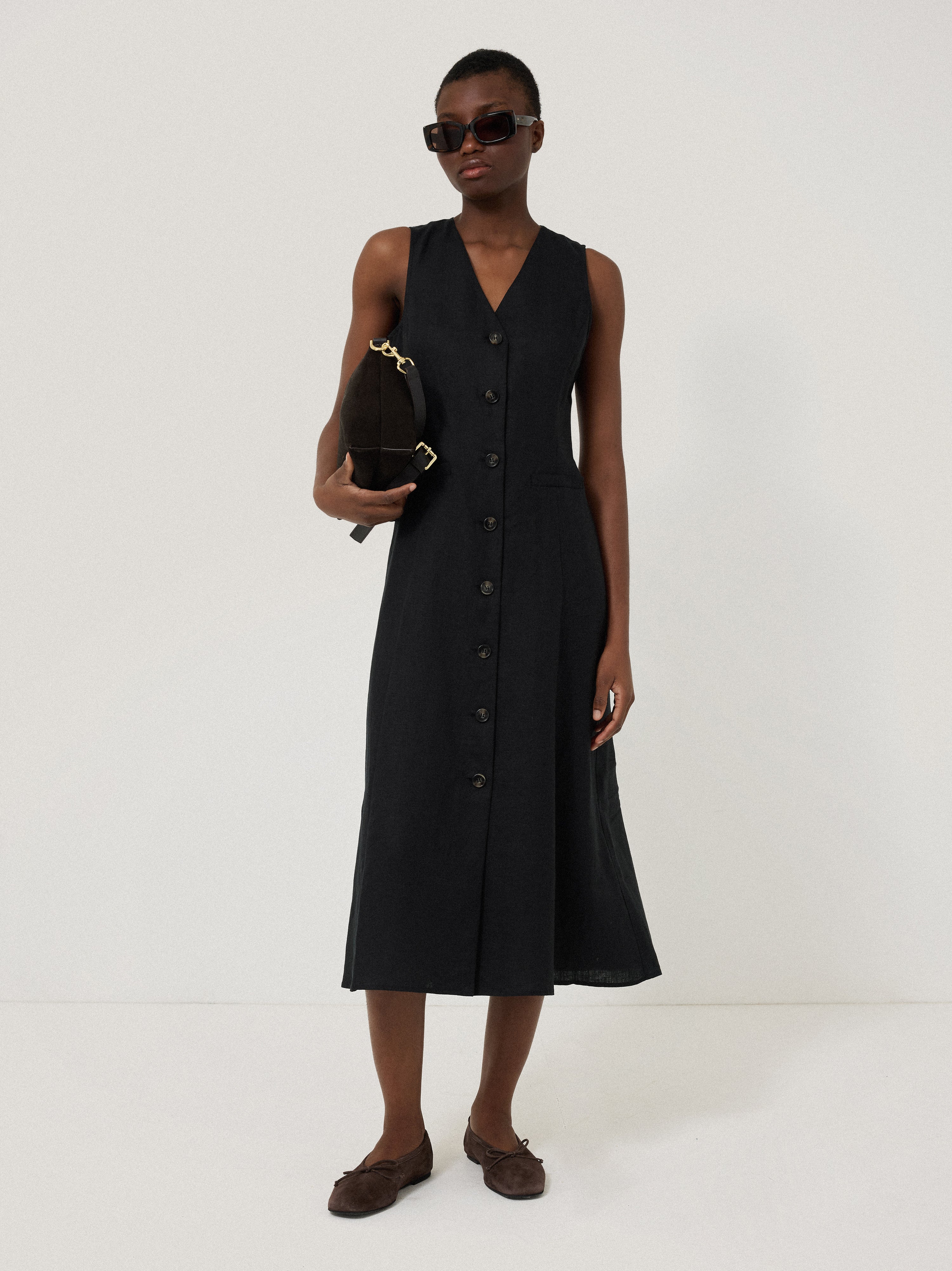Linen Waistcoat Dress Black – Jigsaw