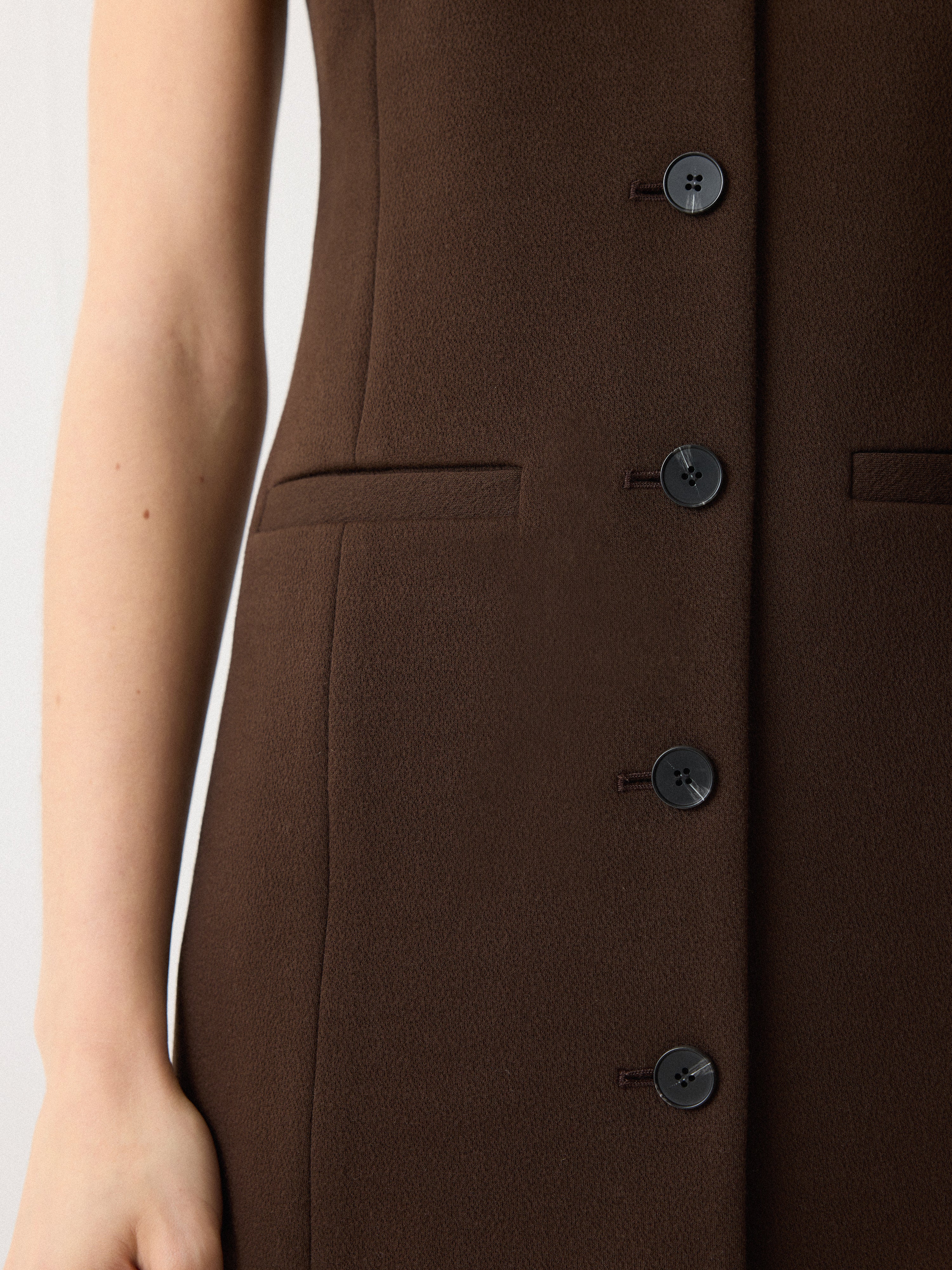 V Neck Long Waistcoat Dress | Brown – Jigsaw