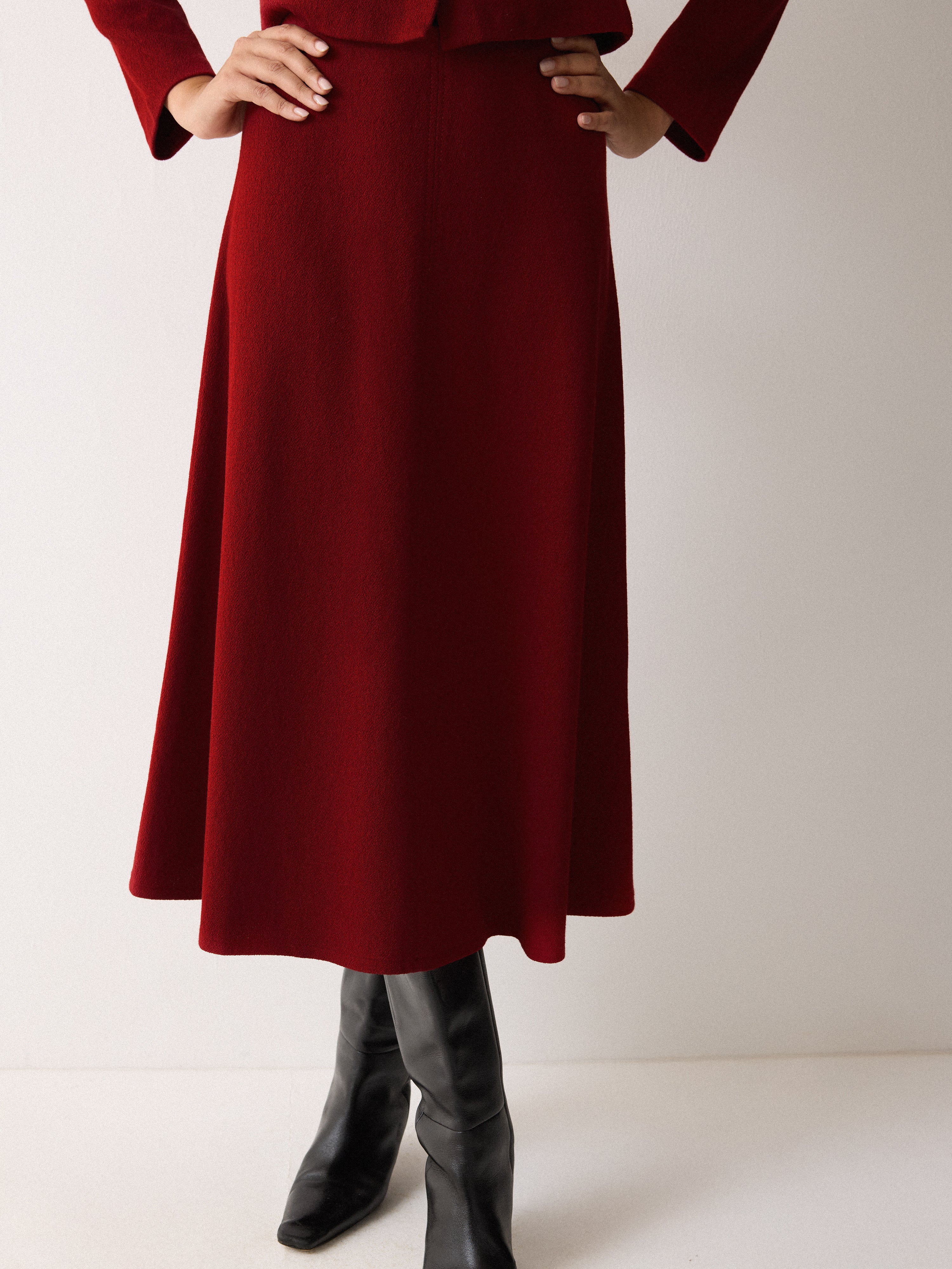 Textured Jersey A Line Skirt | Red – Jigsaw