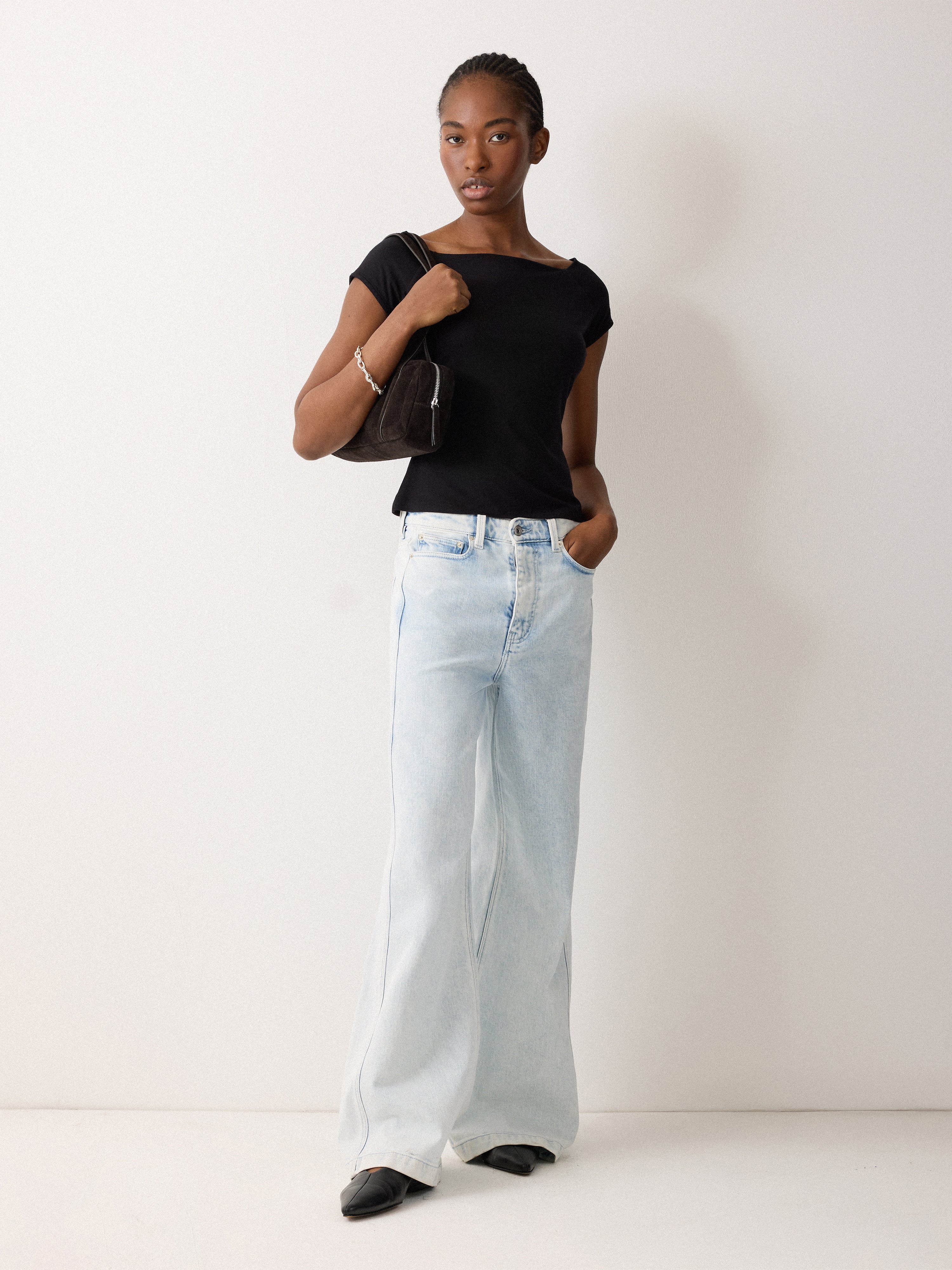 Boatneck Cap Sleeve Jersey Top | Black – Jigsaw
