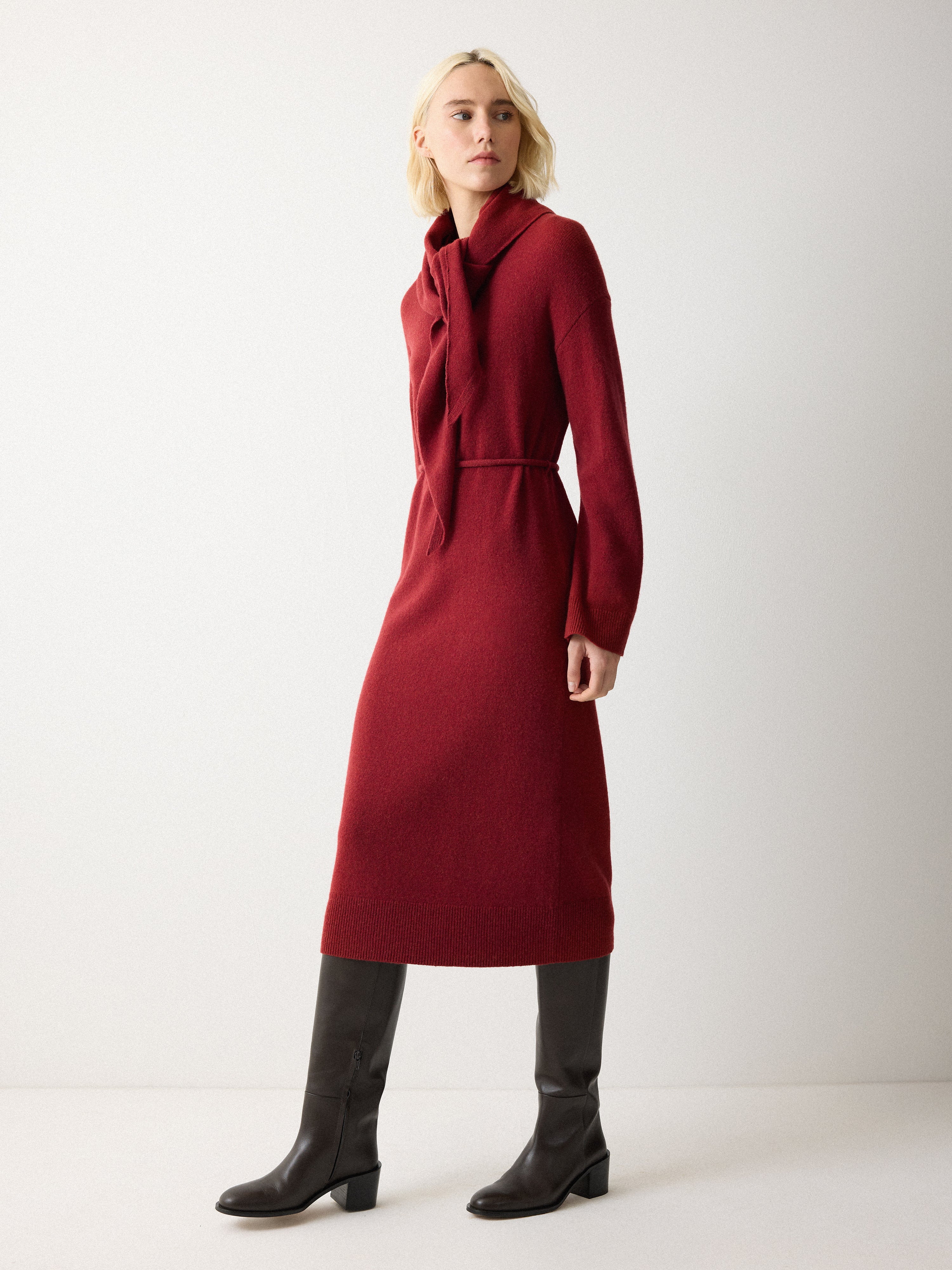 Triangular Scarf Knit Dress | Red Jigsaw Triangular Scarf Knit Dress | Red Jigsaw