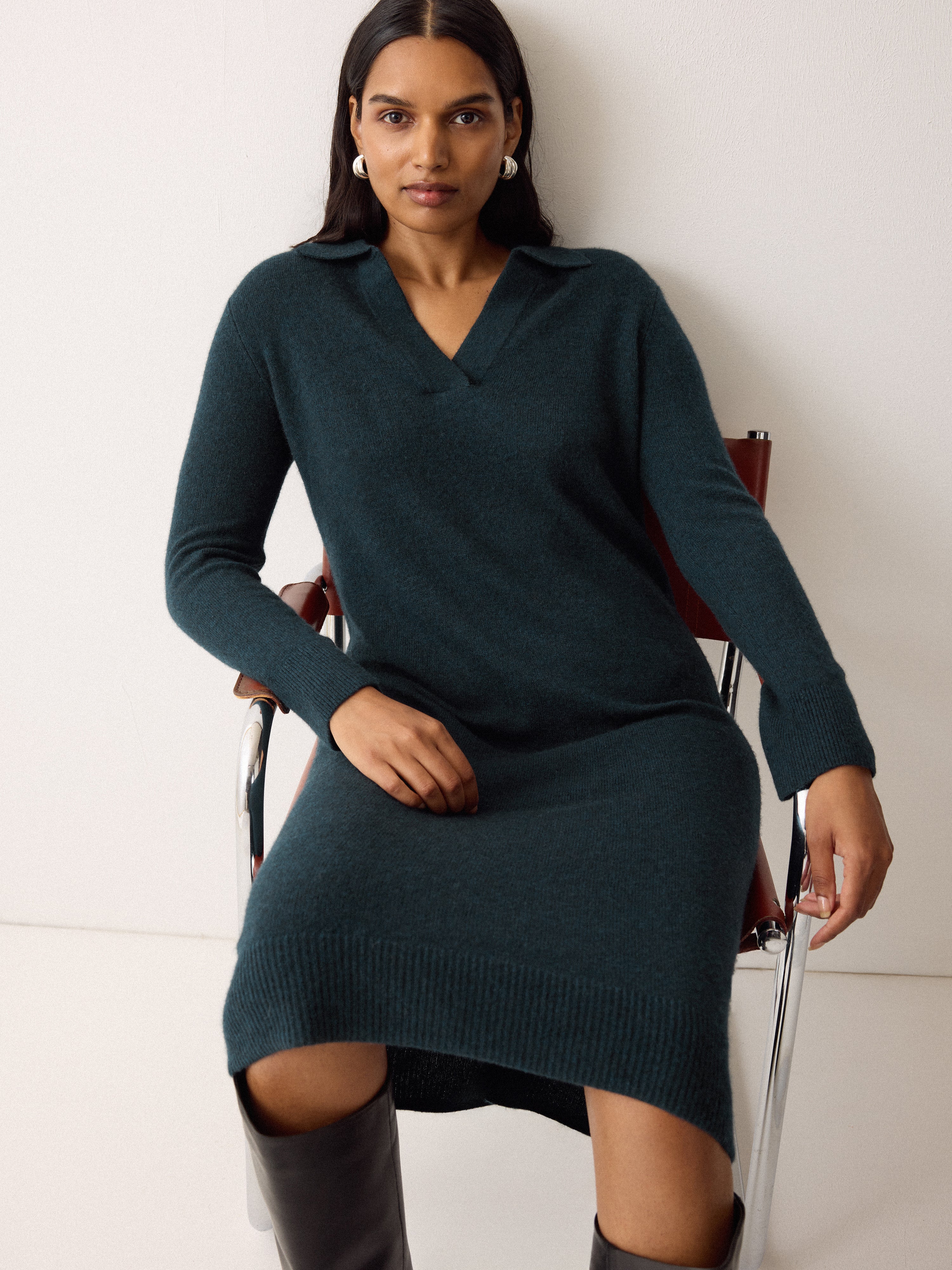 Wool Blend Collar Dress