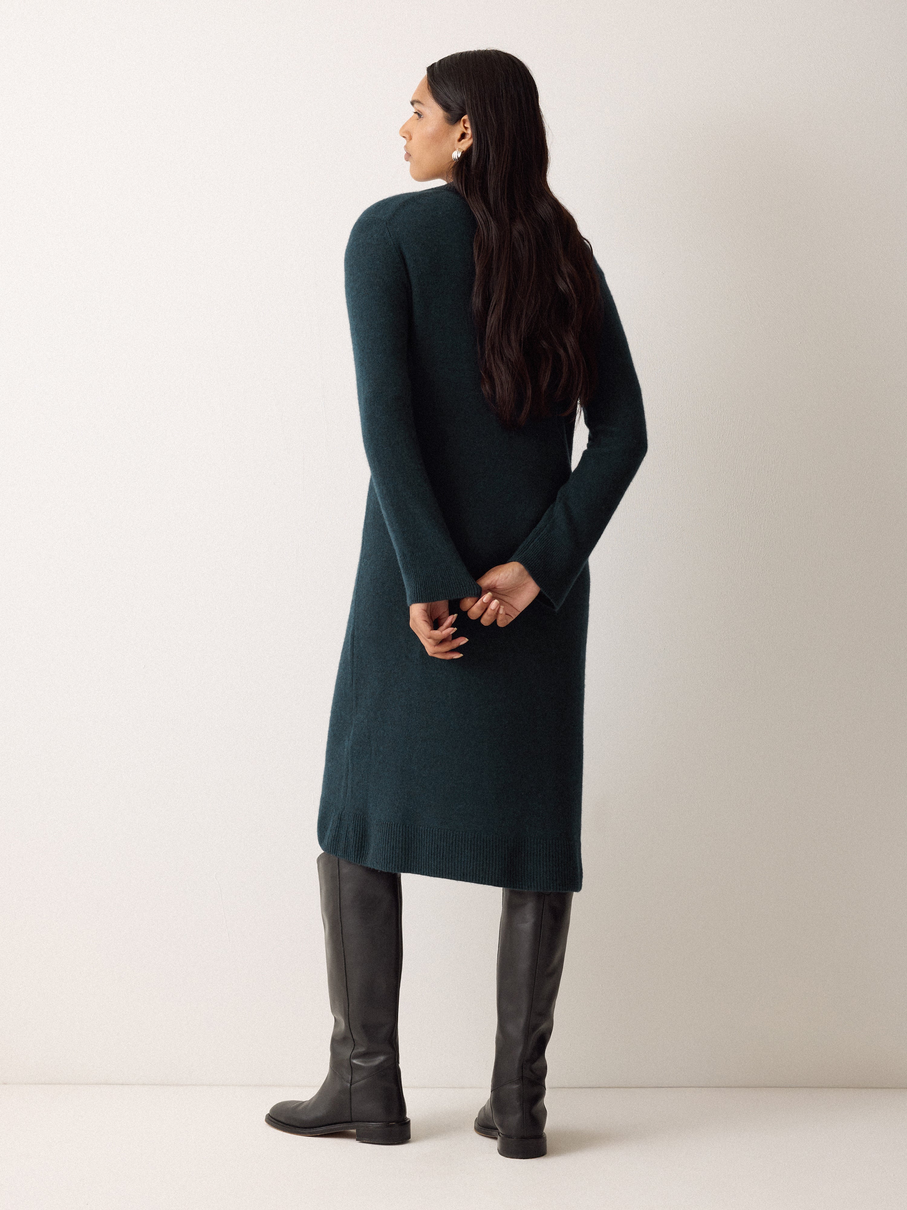 Wool Blend Collar Dress | Green Jigsaw Wool Blend Collar Dress | Green Jigsaw