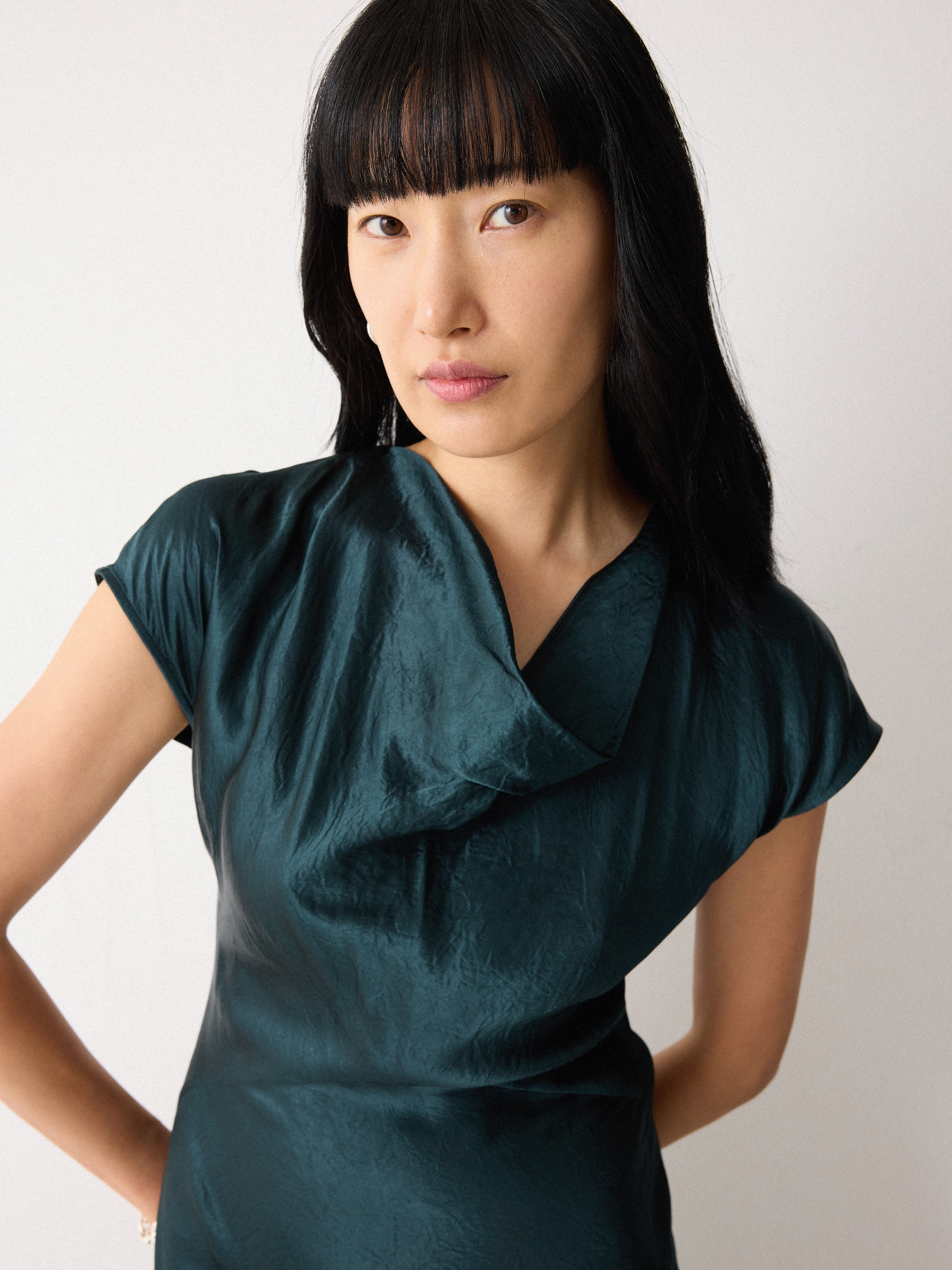 Textured Cowl Neck Dress