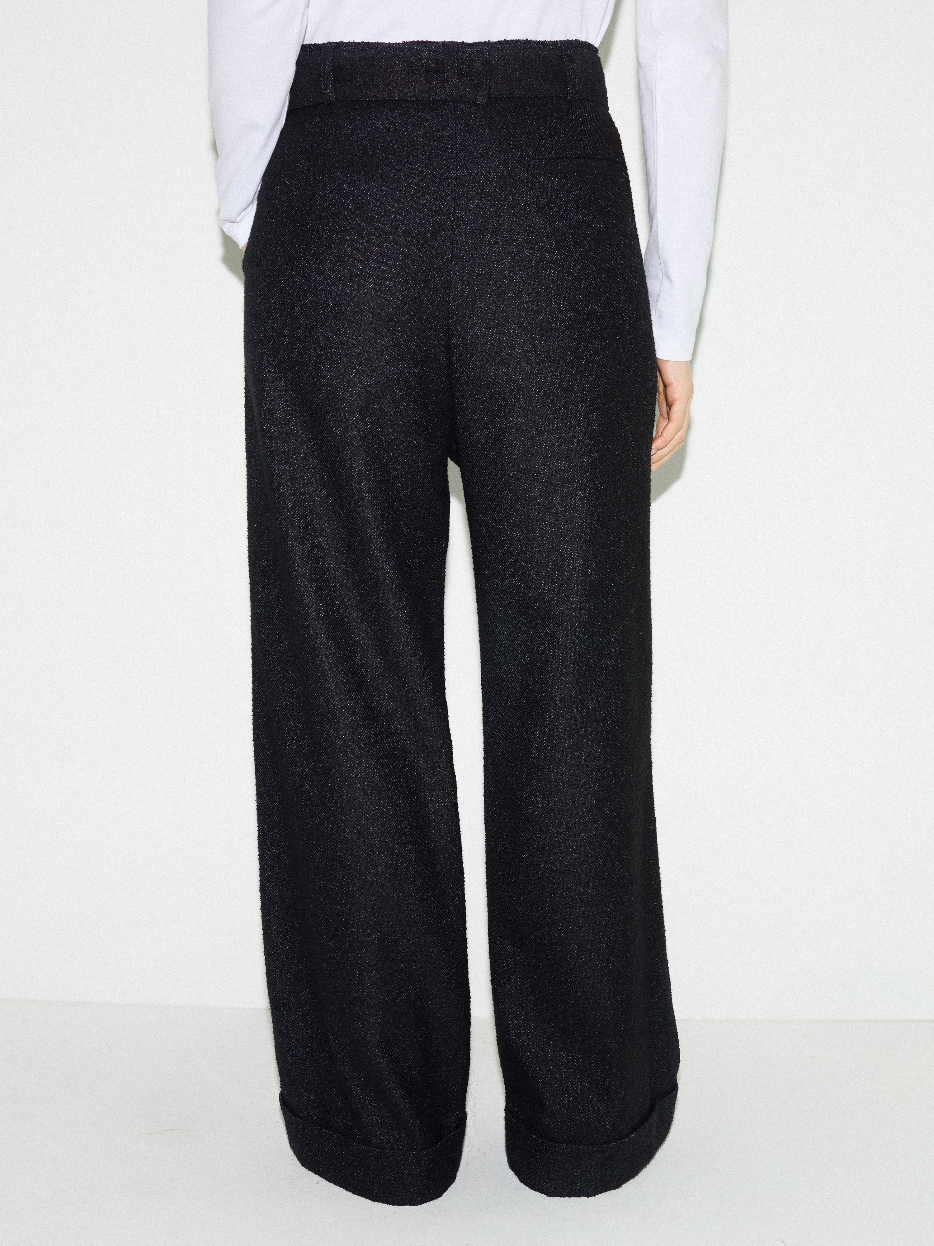 Stanley Flecked Belted Trouser | Navy