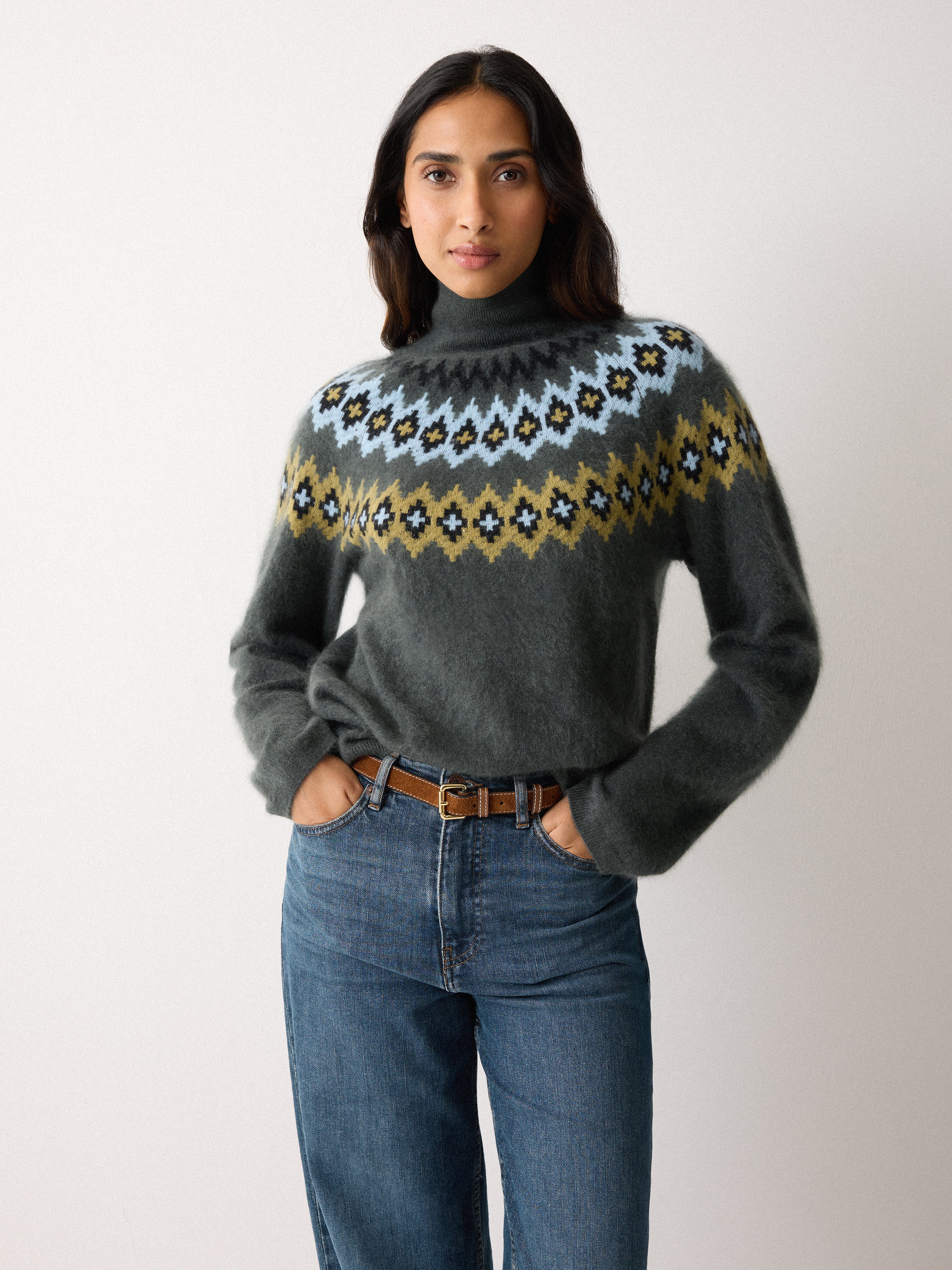 Halo Cashmere Fairisle Jumper | Green – Jigsaw