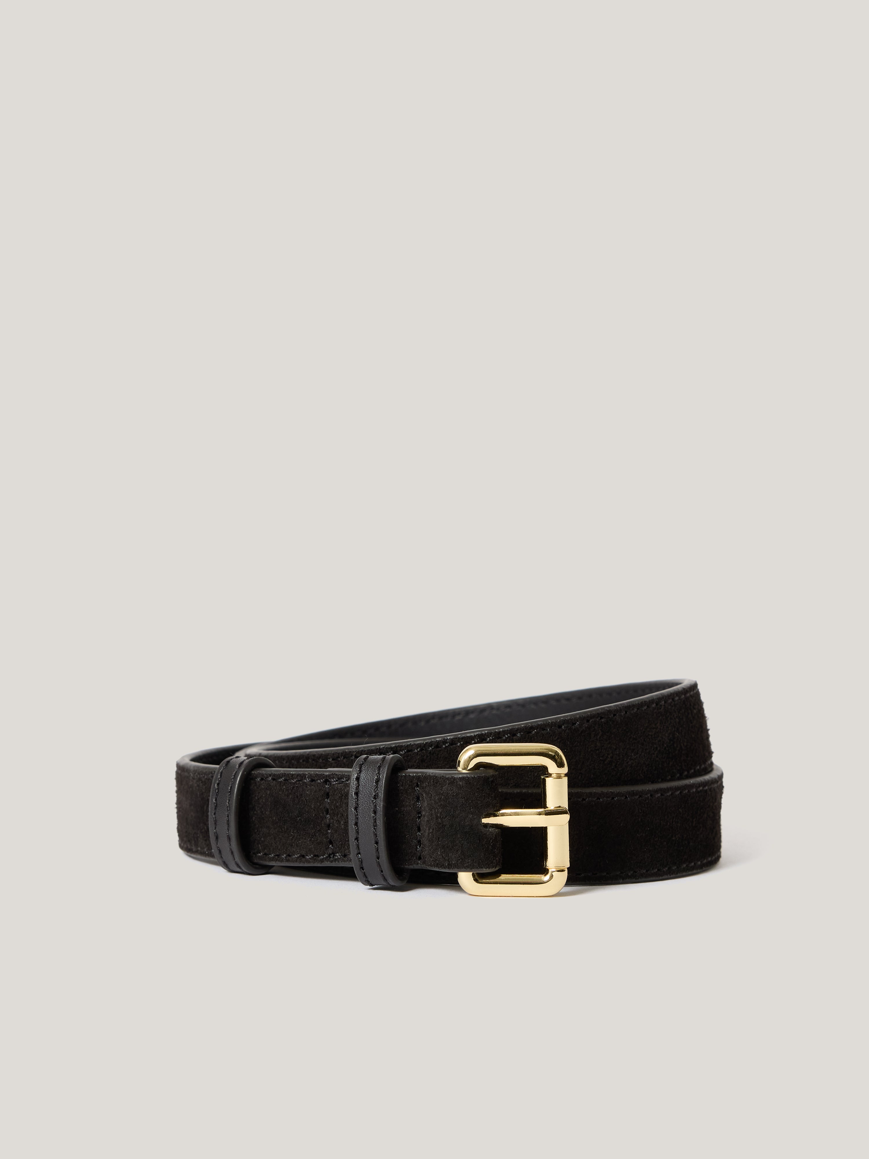 Black leather belt by Jigsaw with unique metal buckle. Jigsaw Women main image 4