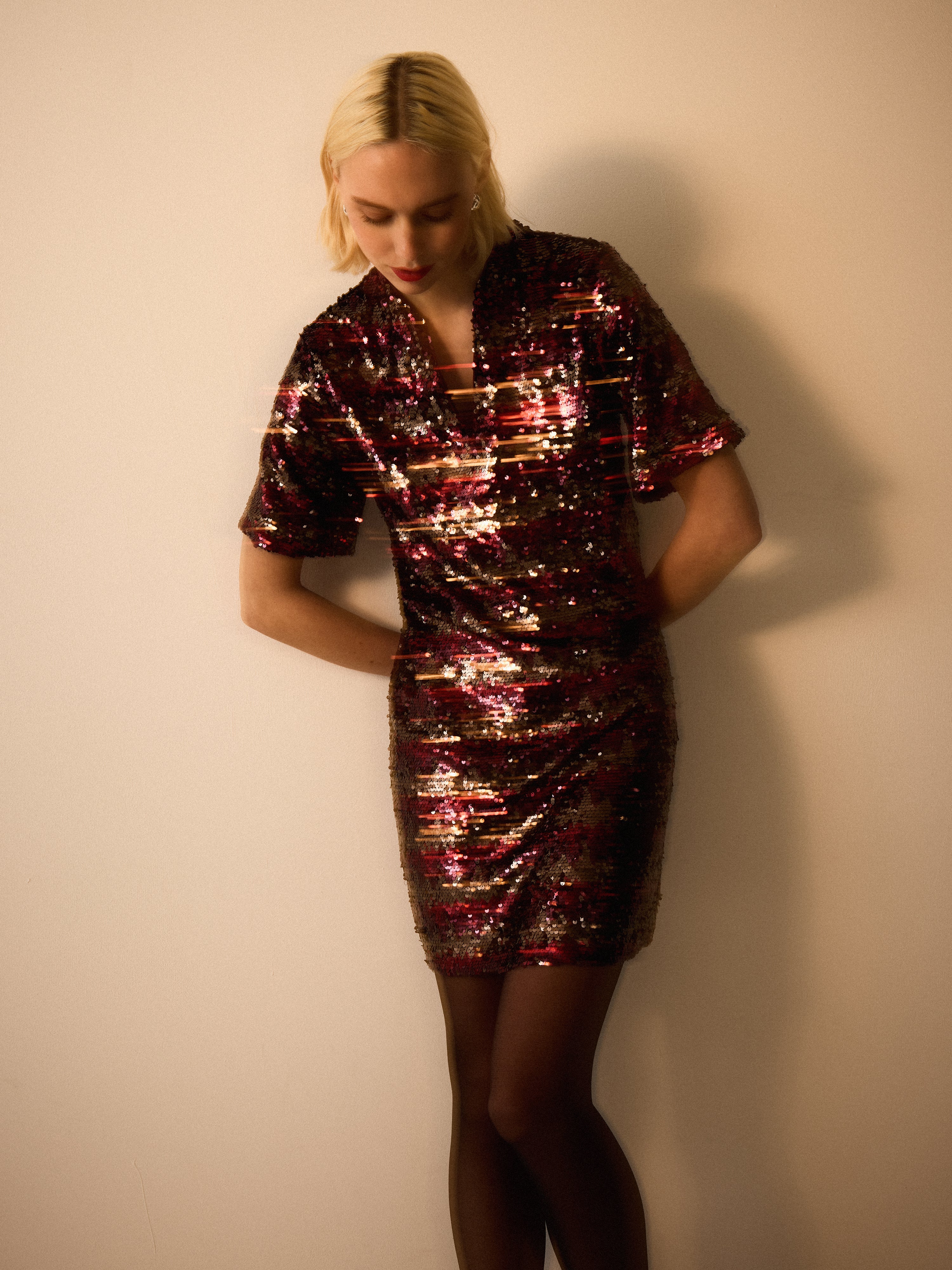 jigsaw sequin dress Stripe Sequin Mini Dress