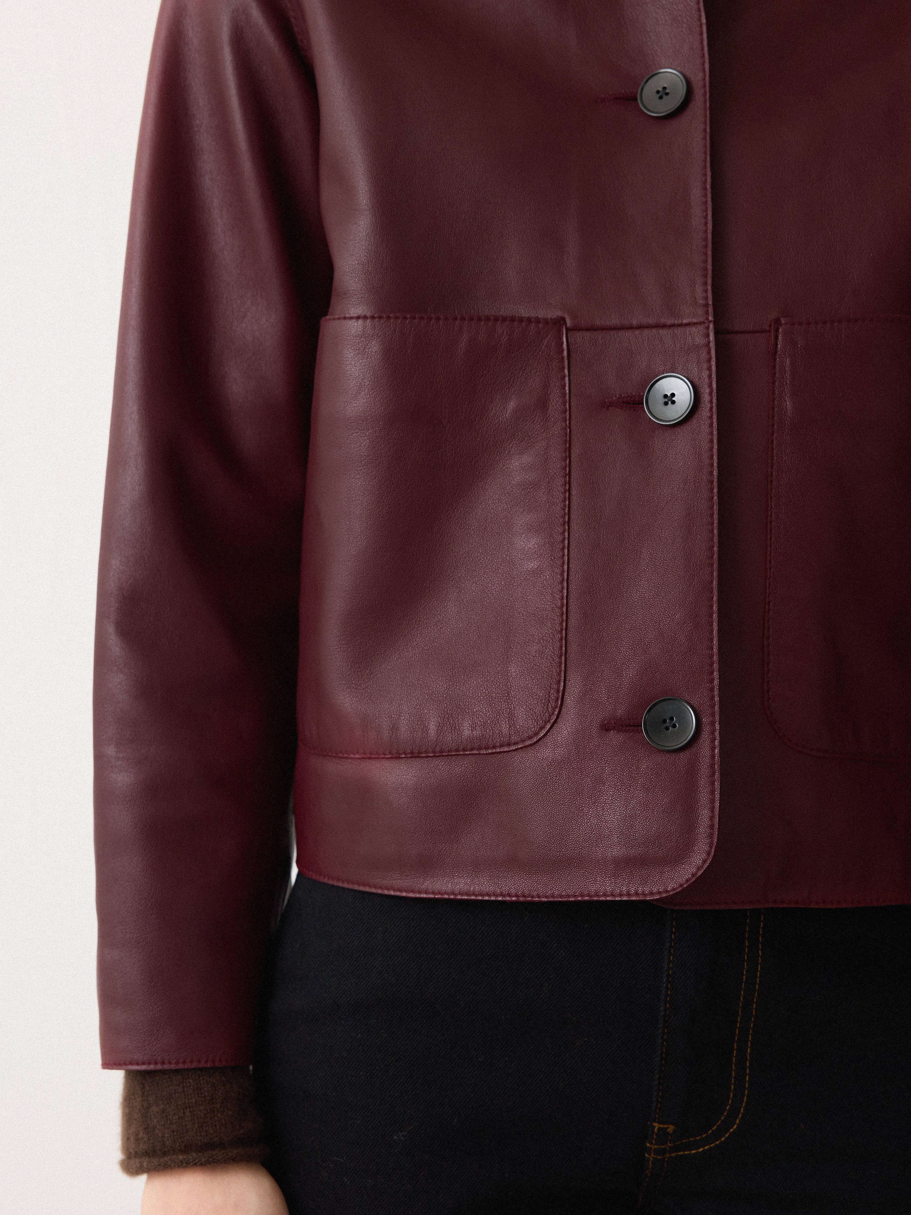 Eve Leather Cropped Jacket | Red