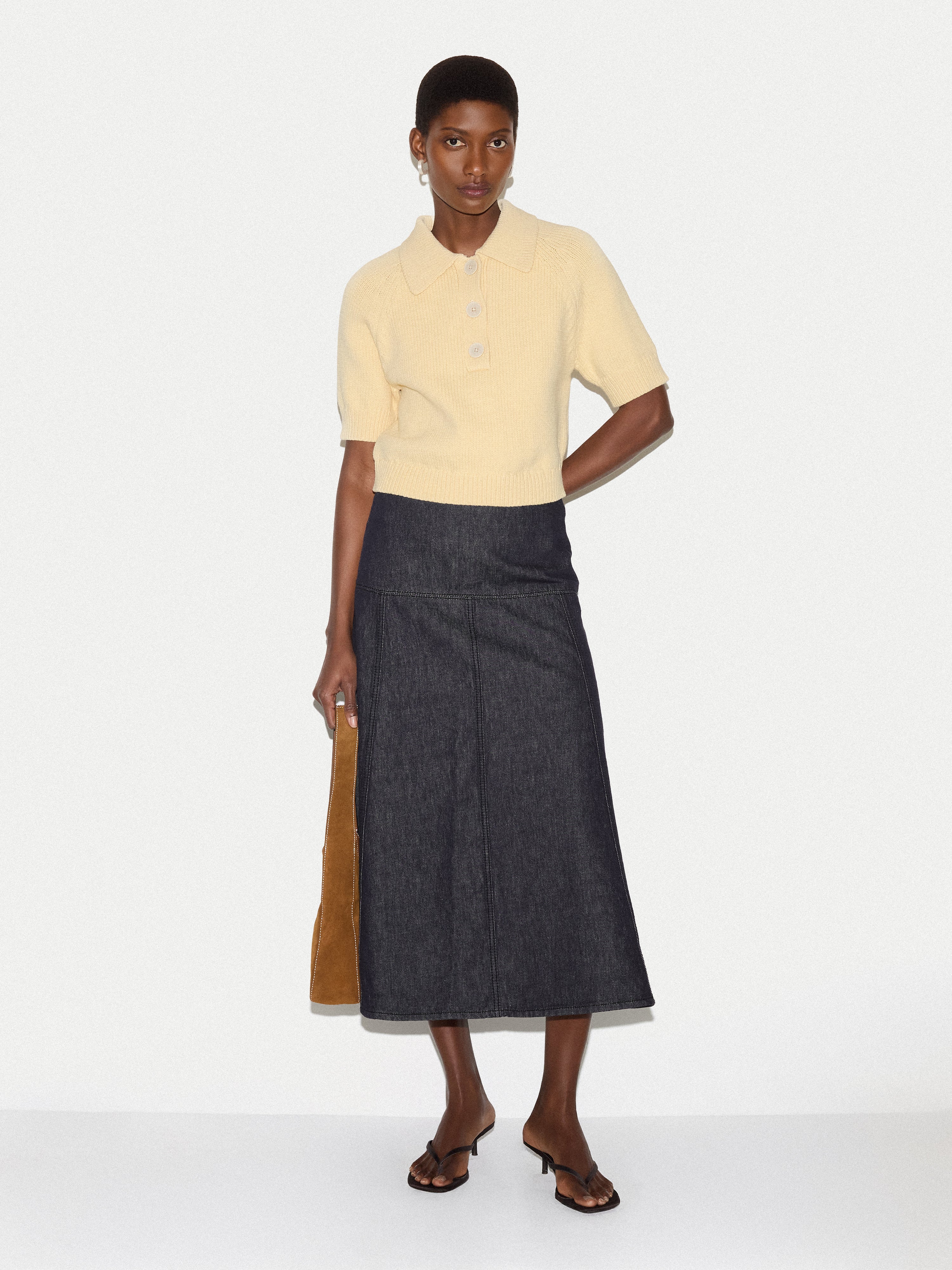 Denim Flared Midi Skirt | Indigo – Jigsaw