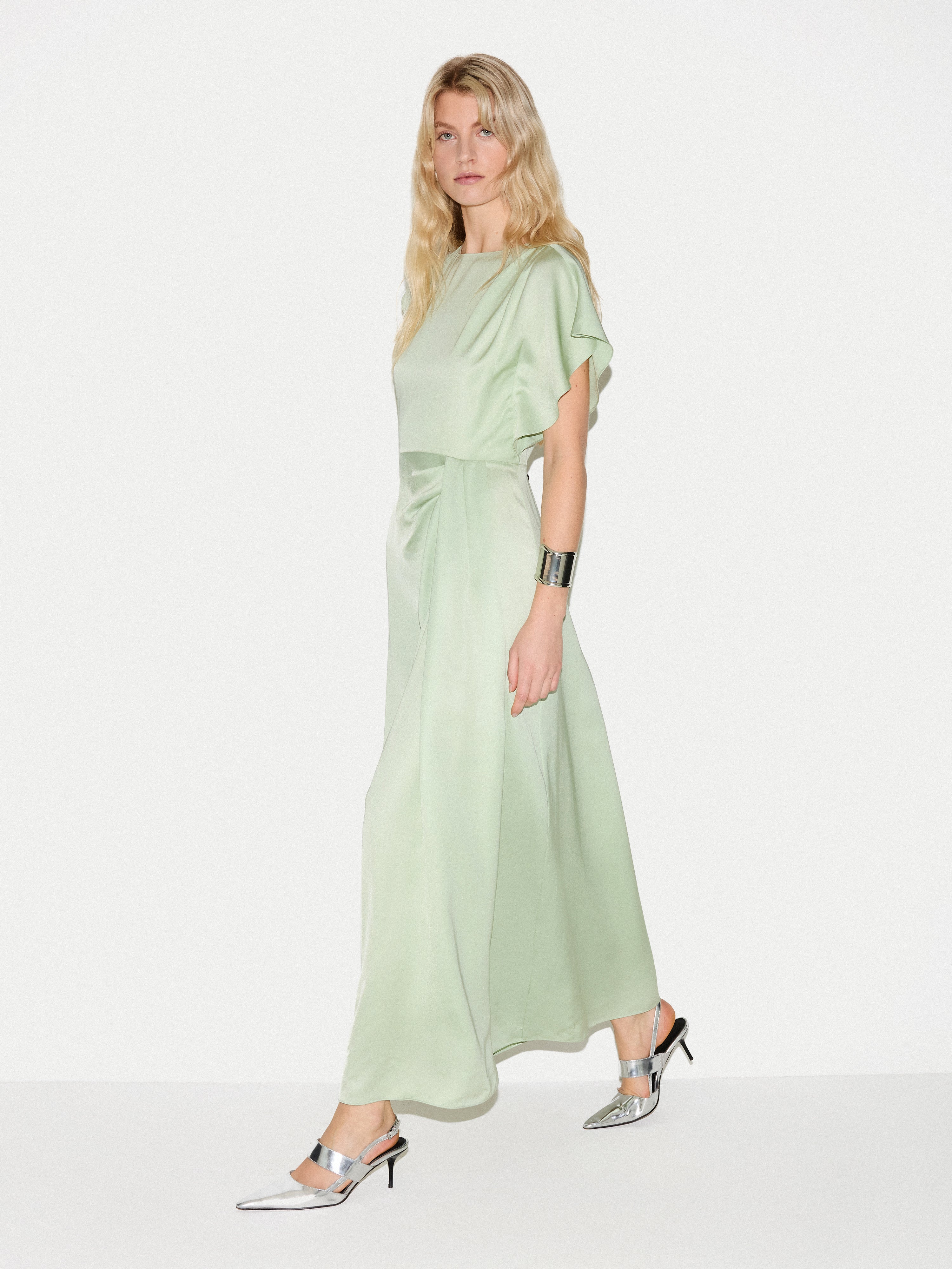 Cap Sleeve Satin Dress