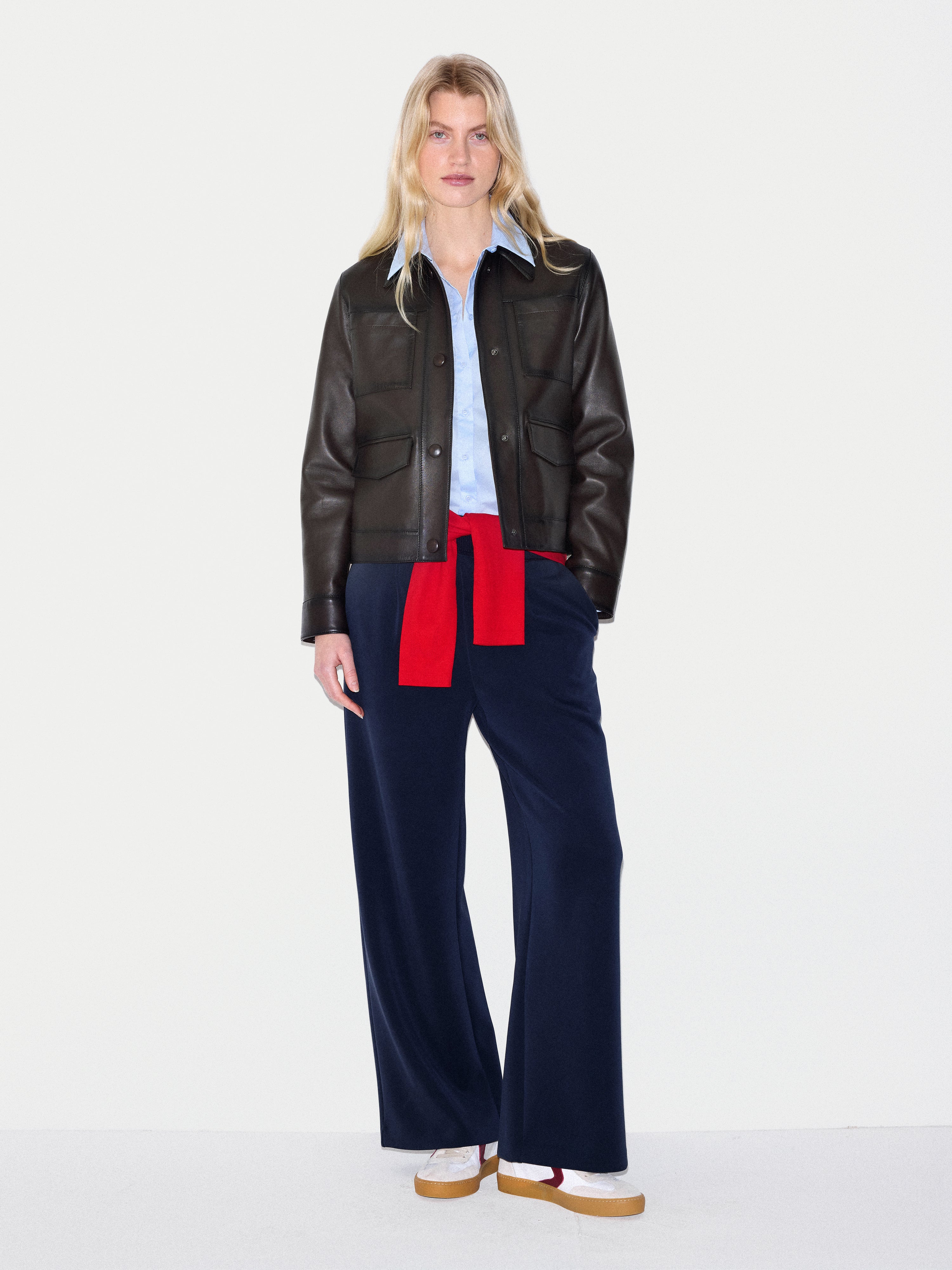 Nappa Leather Cropped Jacket | Dark Brown – Jigsaw