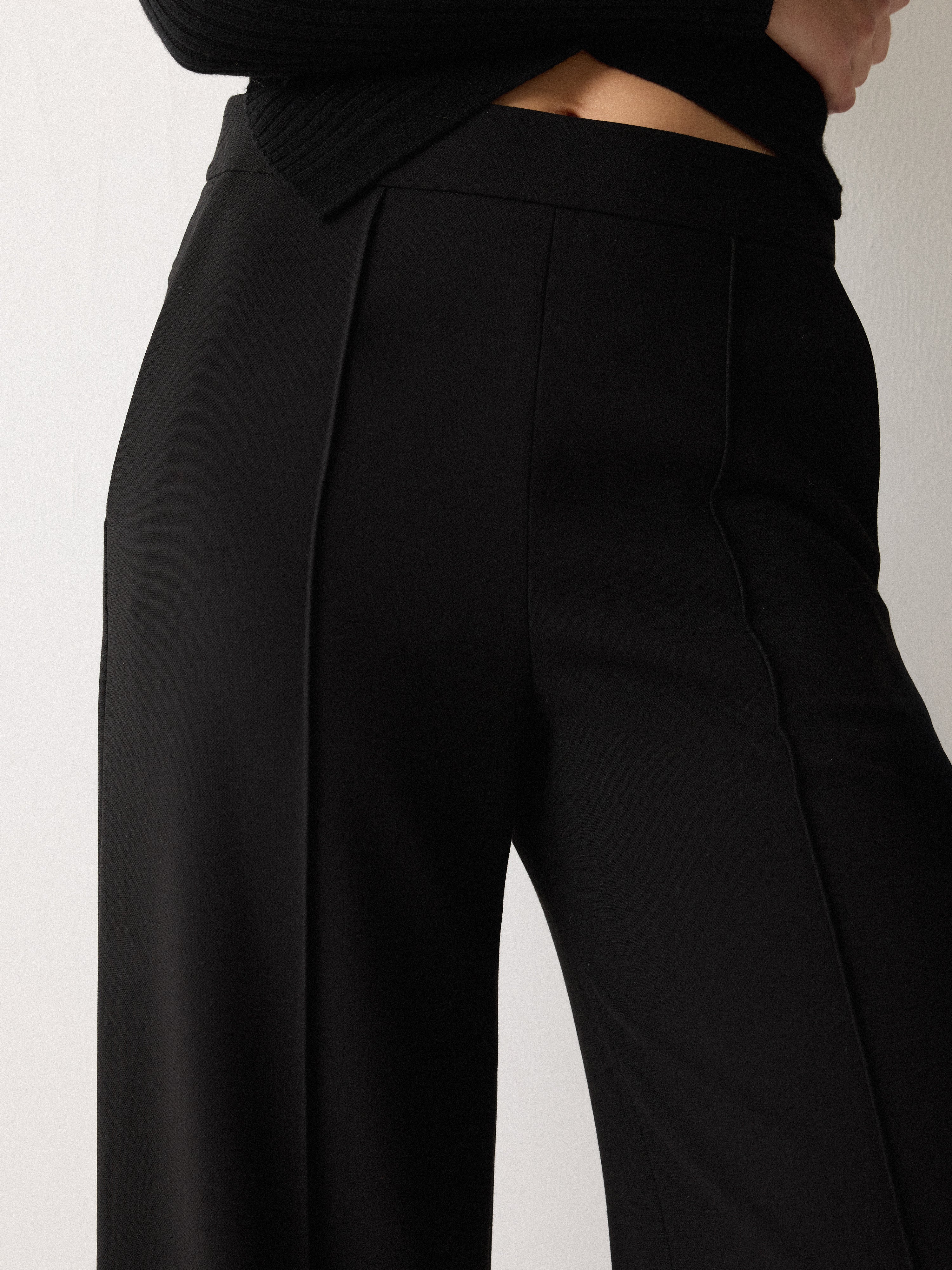 Modern Crepe Wide Leg Trouser | Black