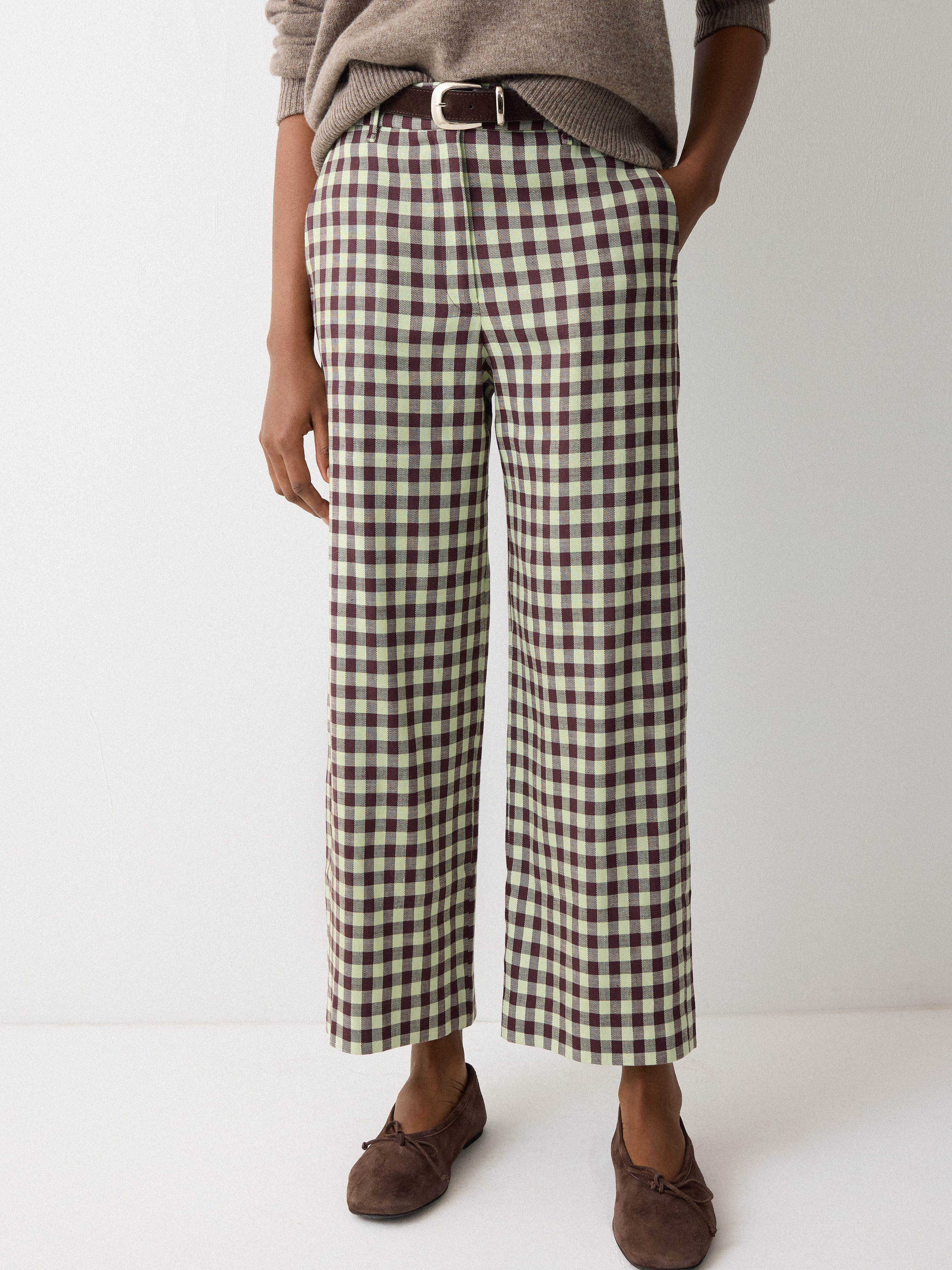 パンツ house on the hill Parent Pants (Checker) Dale Linen Check Trouser | Green – Jigsaw