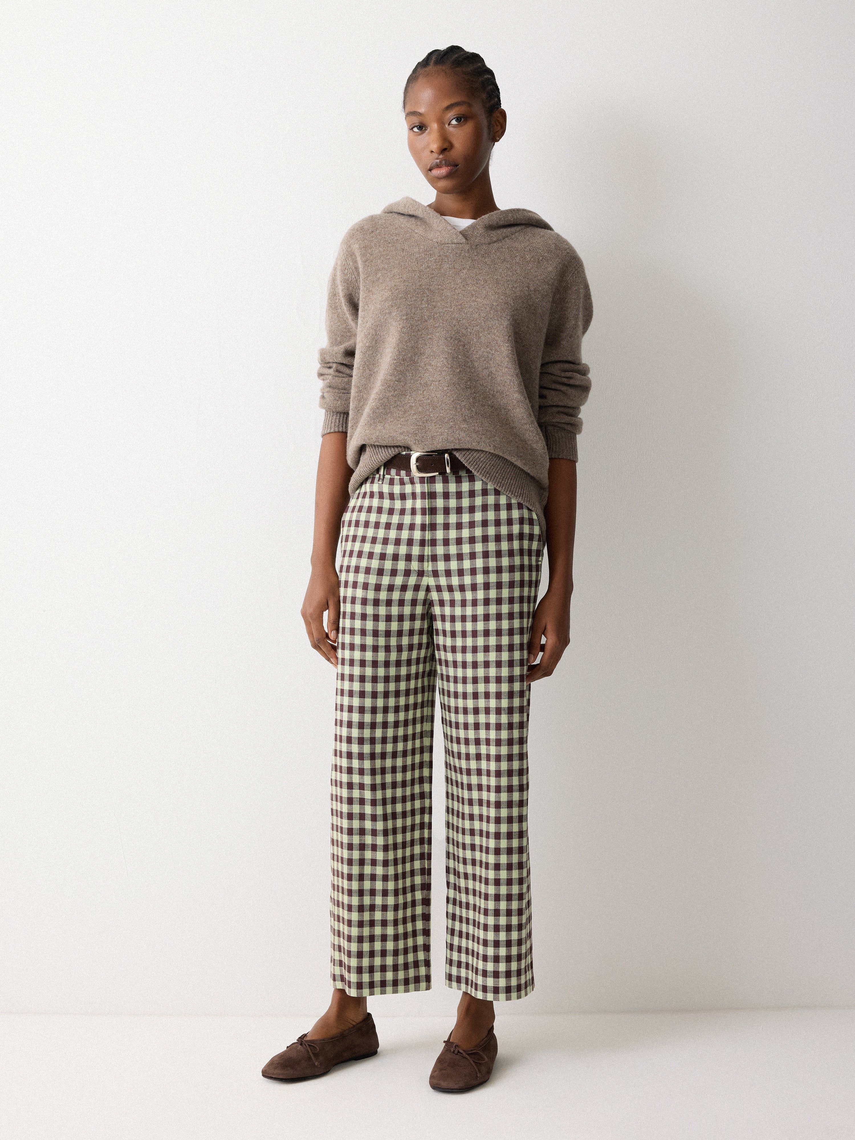 Dale Linen Check Trouser | Green – Jigsaw
