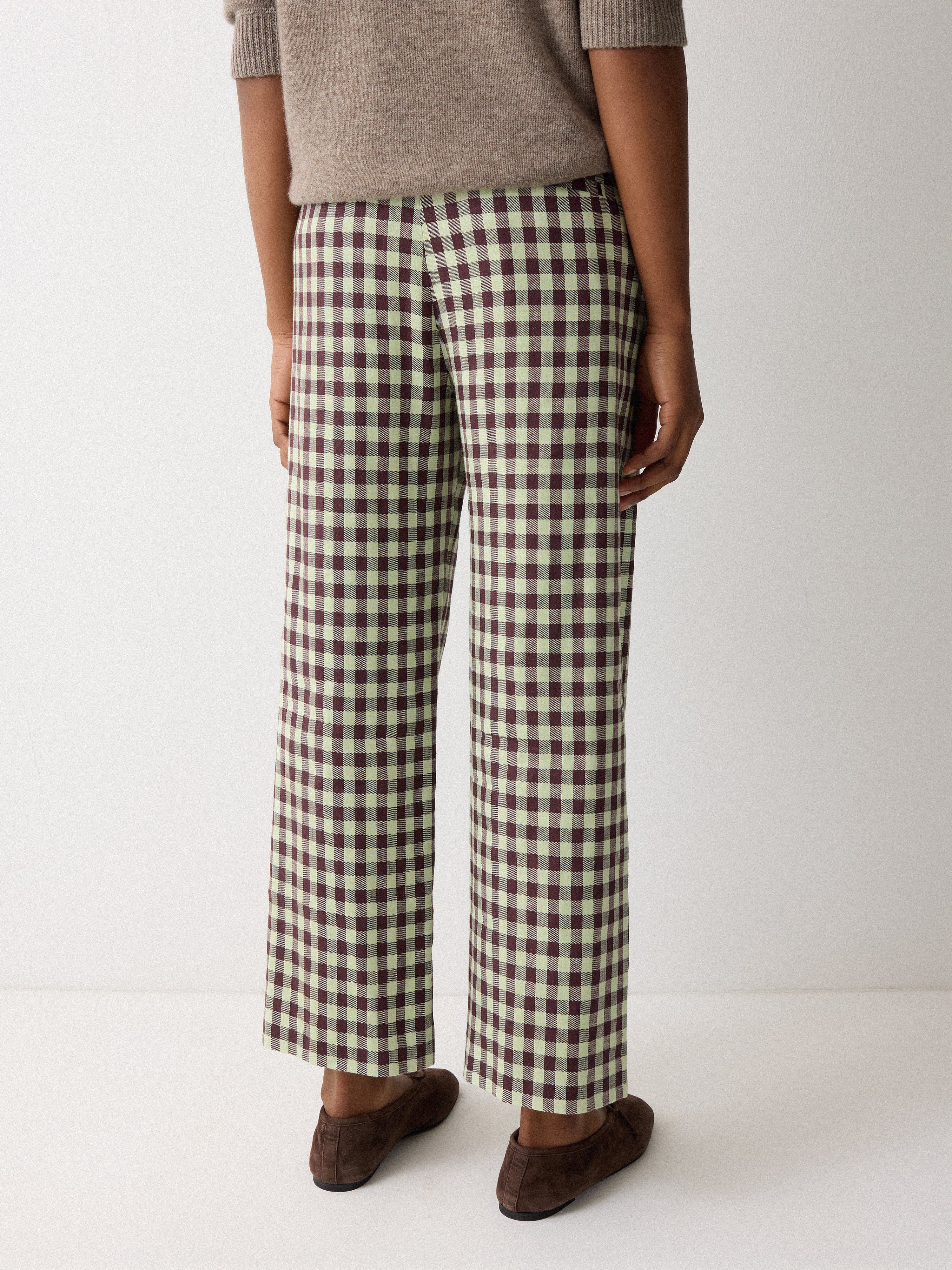 Dale Linen Check Trouser | Green – Jigsaw