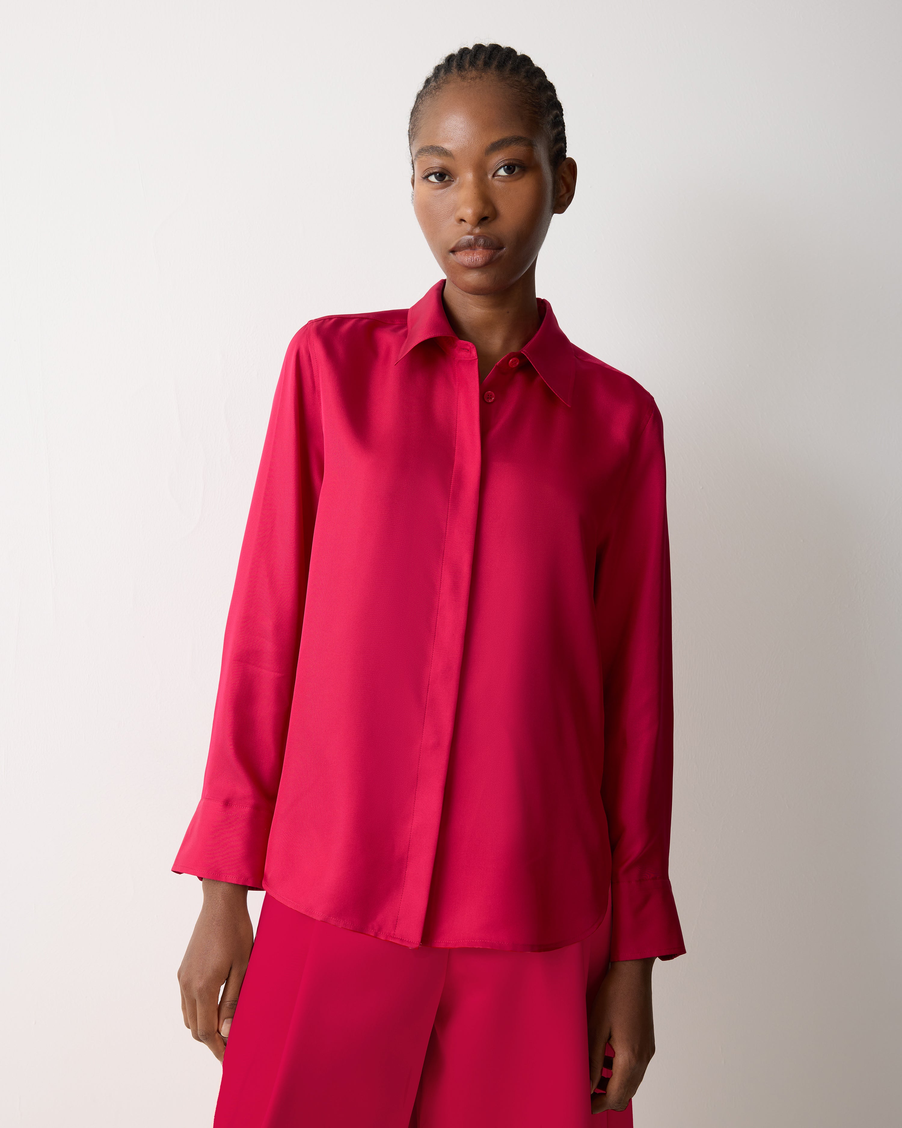 Silk Twill Classic Shirt | Pink
