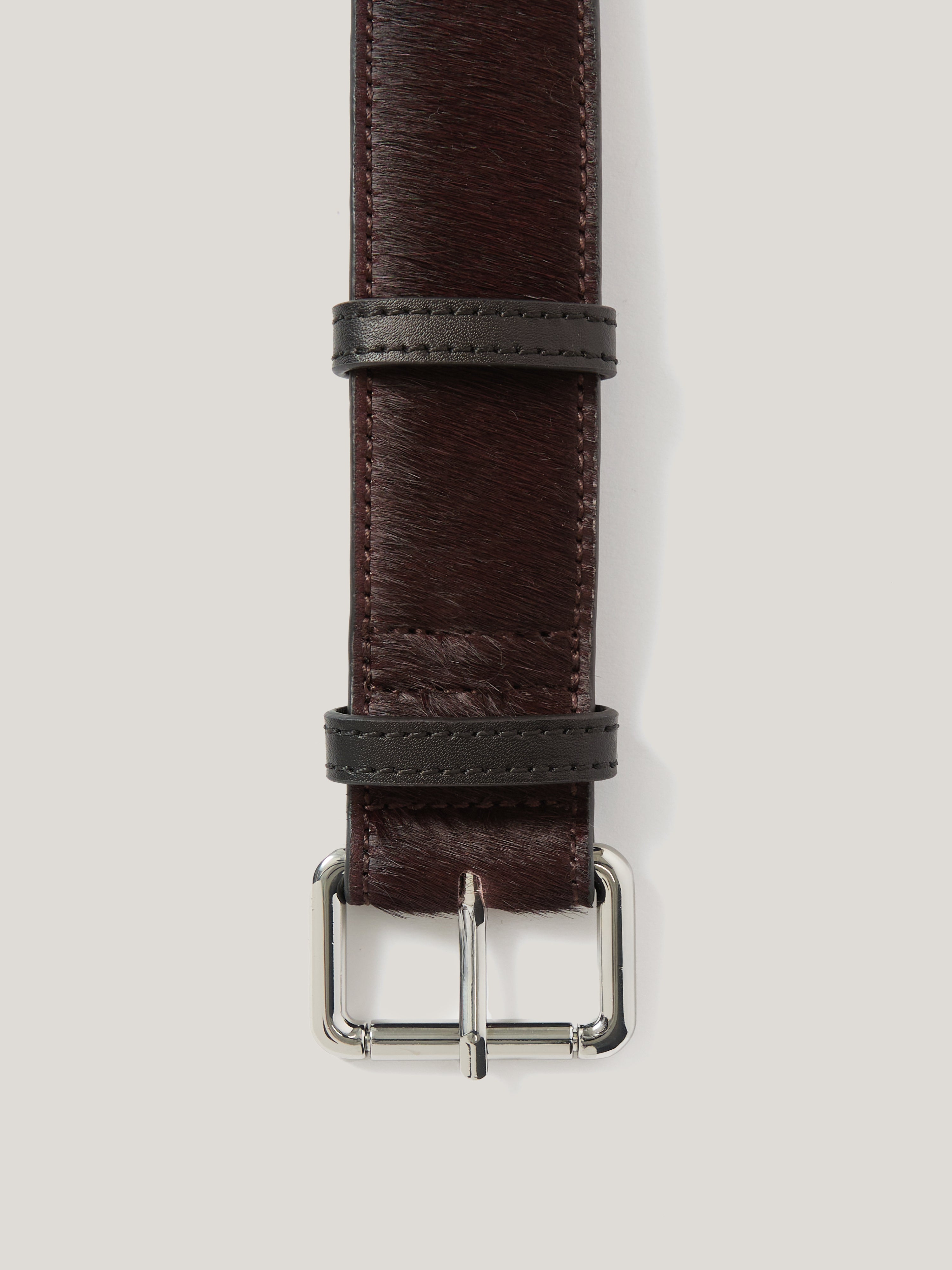 Calf Hair Leather Belt | Burgundy – Jigsaw display picture 2
