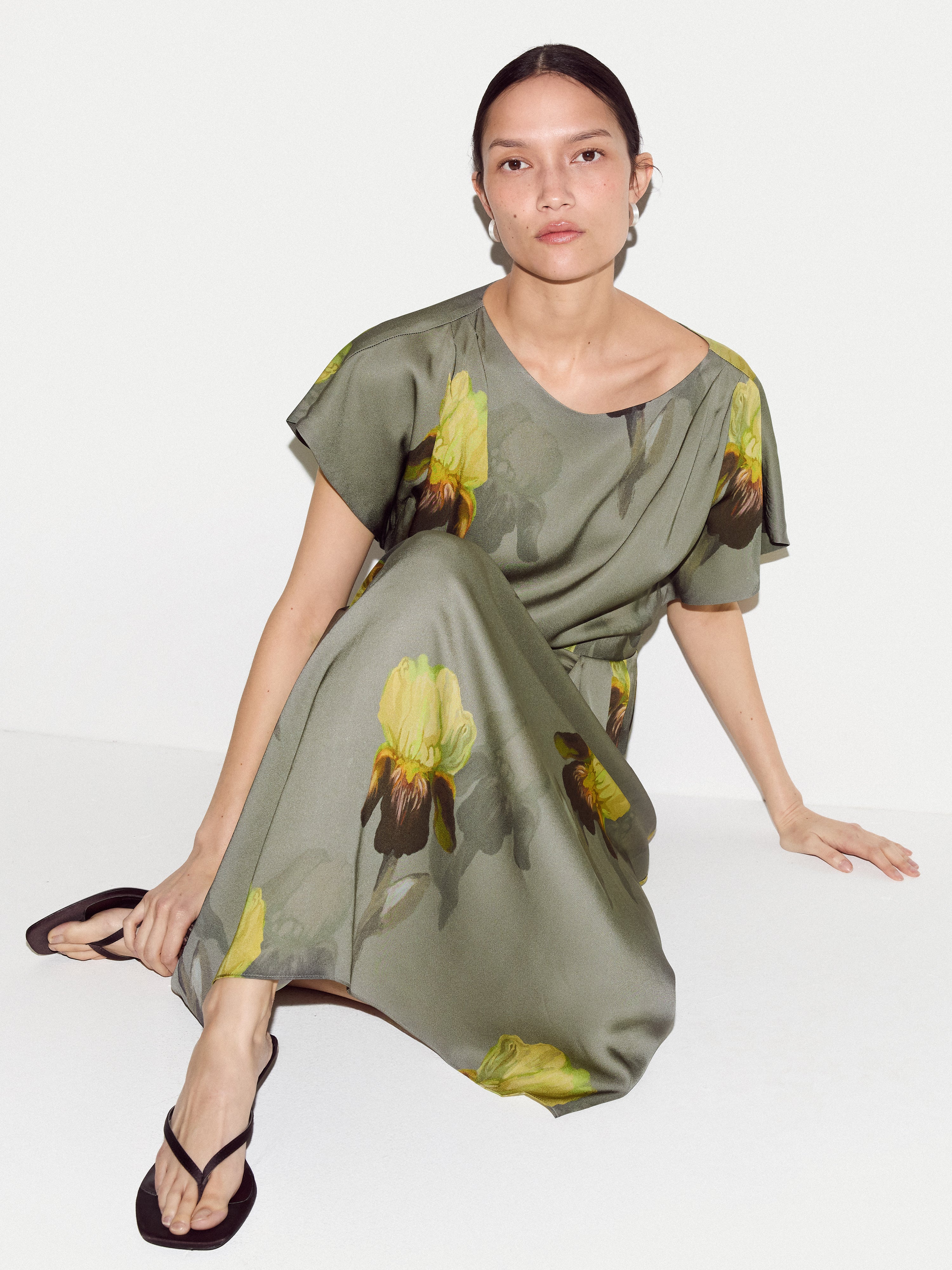 jigsaw green dress Iris Cap Sleeve Satin Ebay