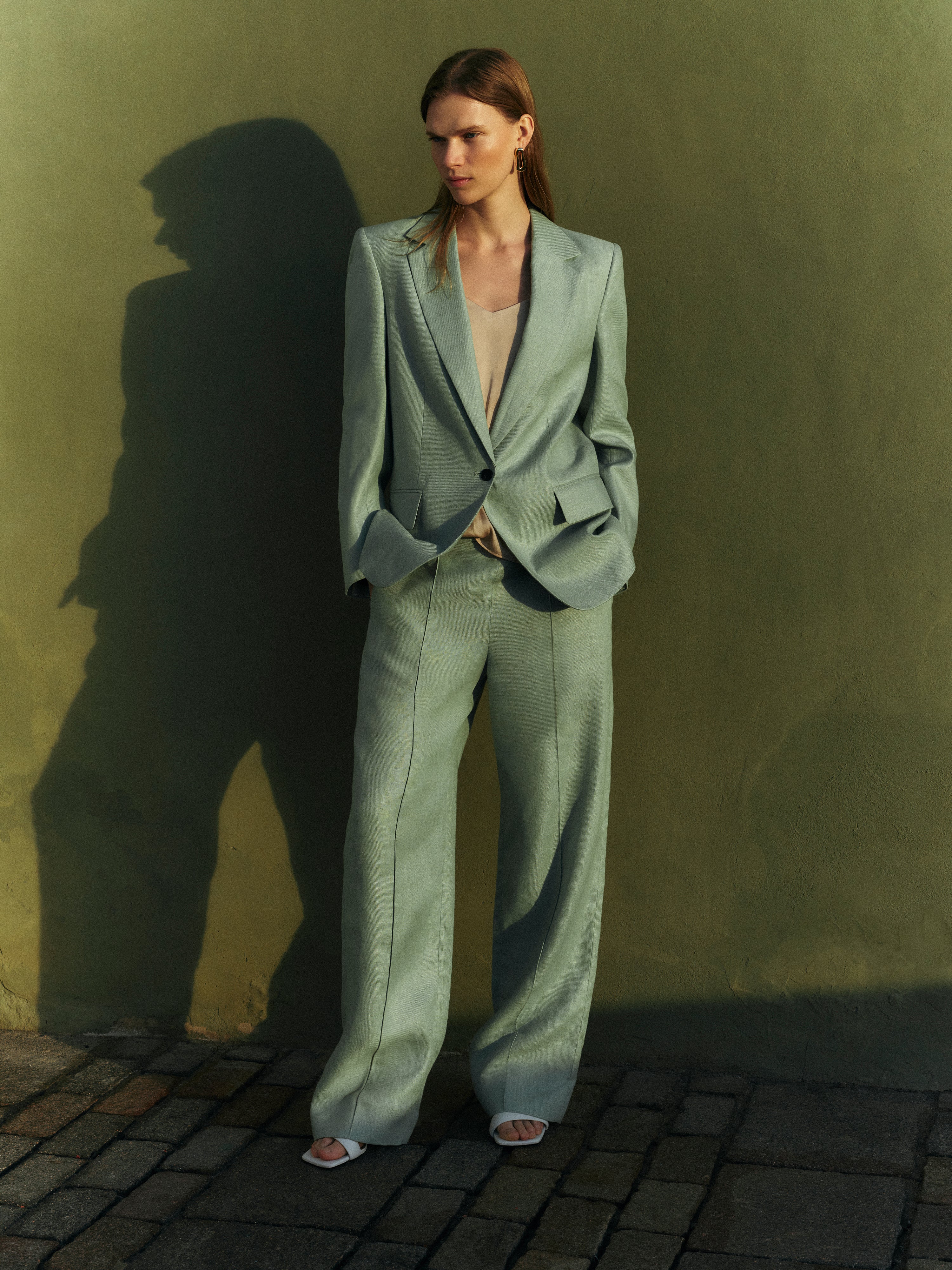 Irish Linen Twill Palazzo Trouser | Green – Jigsaw