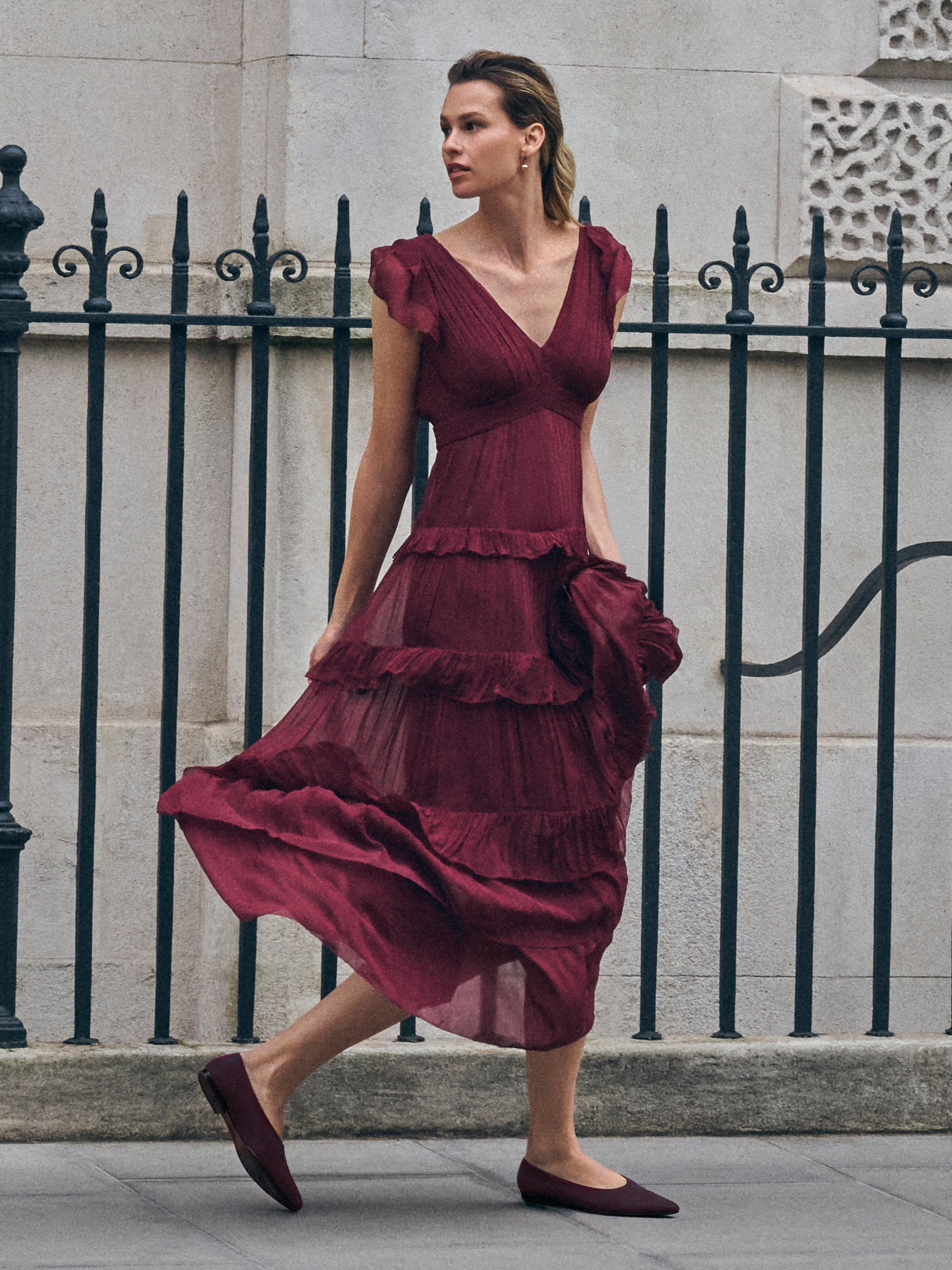 jigsaw maxi dress Frill Plisse Maxi Dress