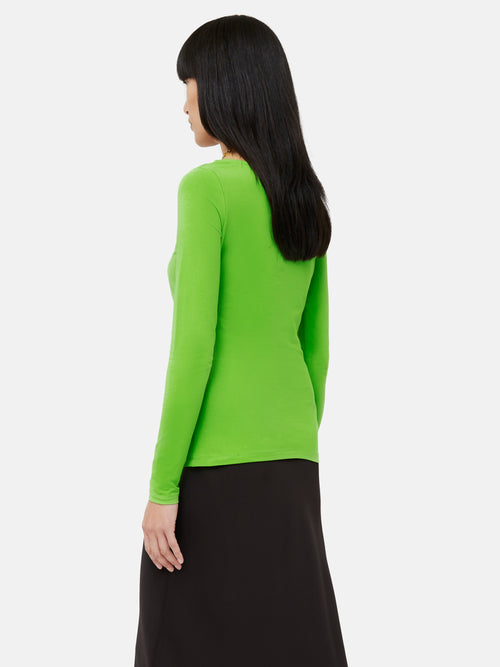 Double Front Ballet Neck Top | Punch Green