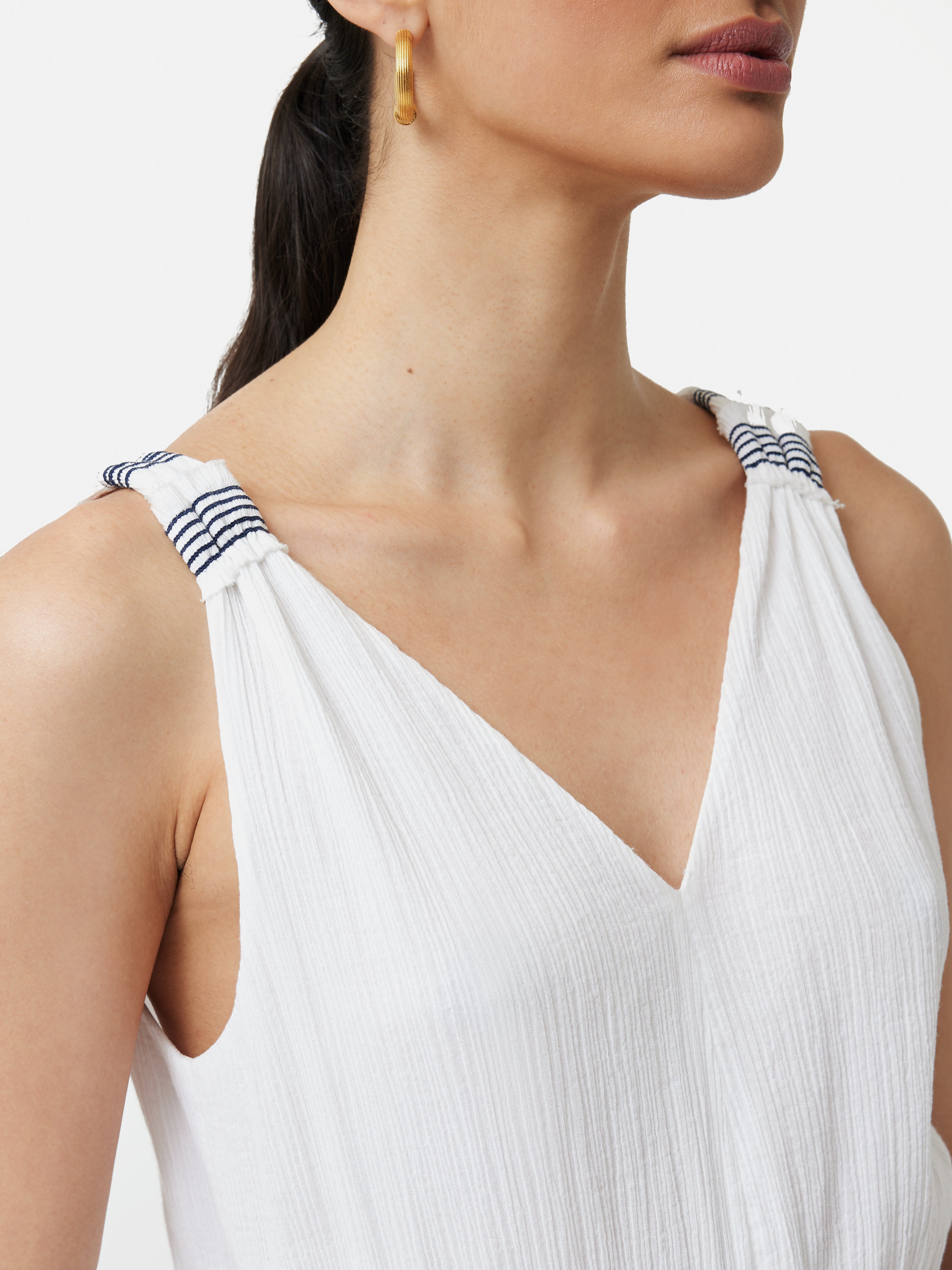 Juanita- Princess white Sleeveless Cotton Crinkled Dress