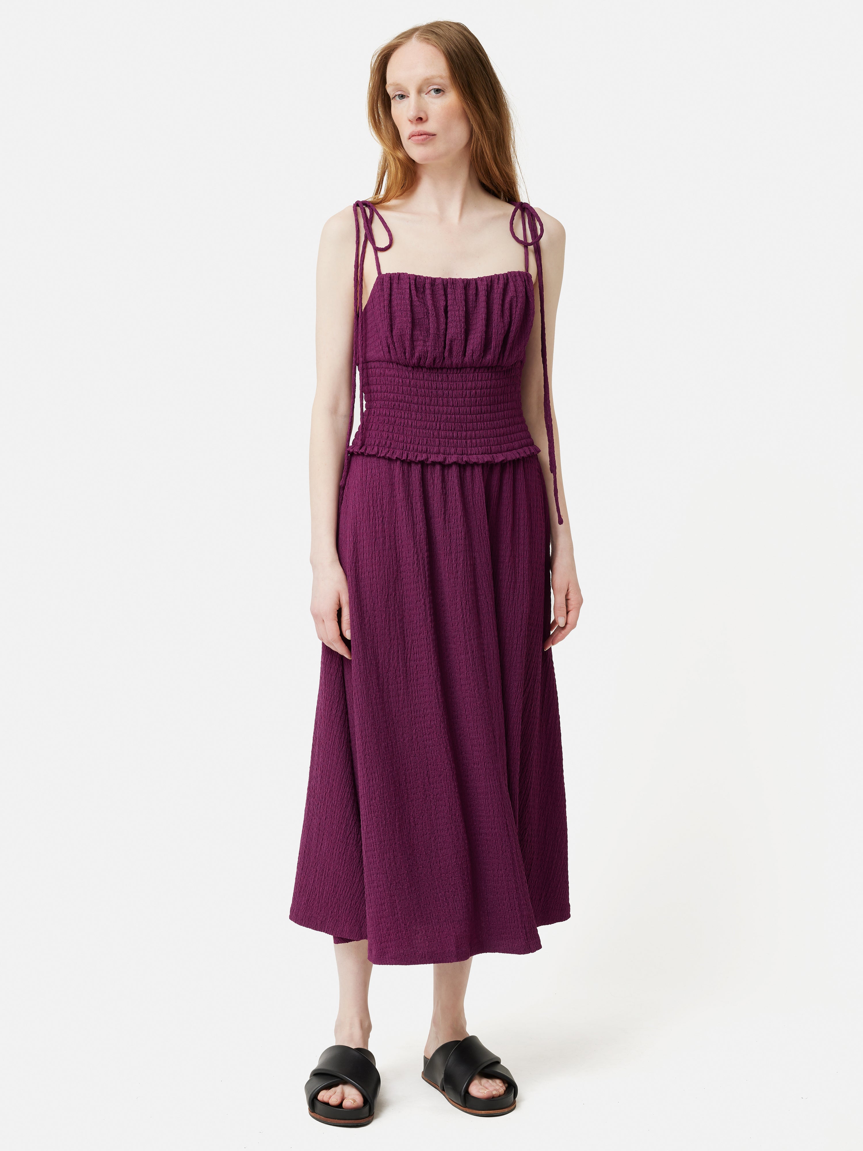 Crinkle Jersey Strap Dress | Purple Jigsaw Crinkle Jersey Strap Dress | Purple Jigsaw