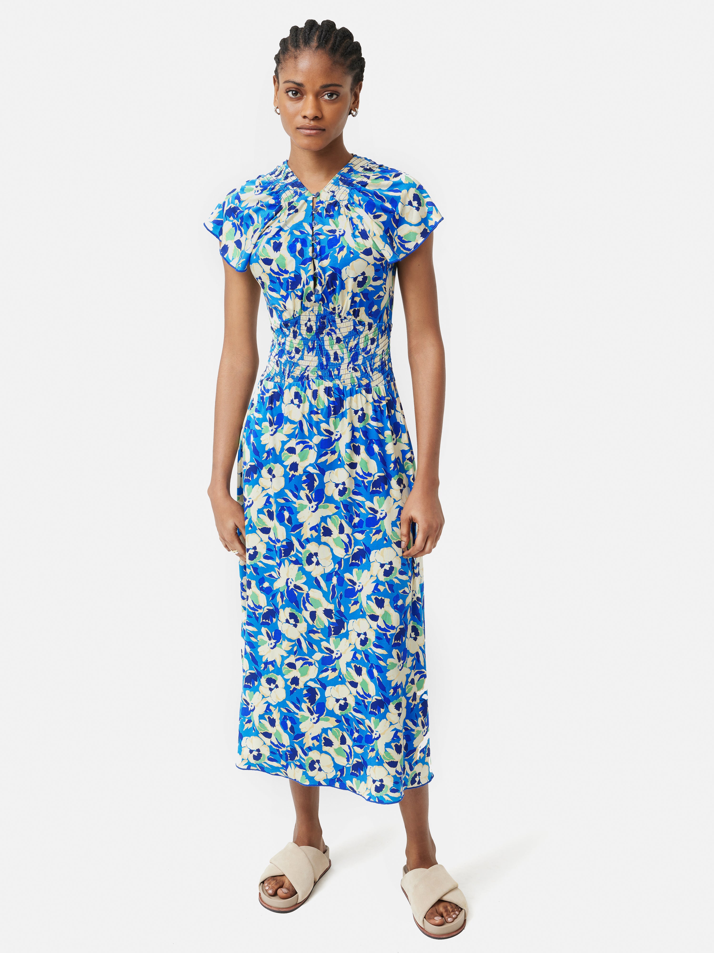 Mini Graphic Pansy Tea Dress | Blue