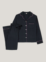 Piped Detail Relaxed Pyjamas | Navy