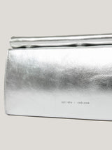 Leather Fold Over Clutch Bag | Silver