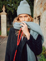 Wool Cashmere Blend Rib Beanie | Blue