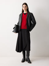 Wool Cashmere Blend V Neck | Red