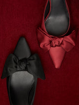 Satin Bow Slingback Heel | Black