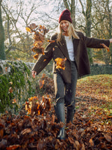 Alba Wool Herringbone Pea Coat | Brown