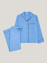 Piped Detail Relaxed Pyjamas | Blue