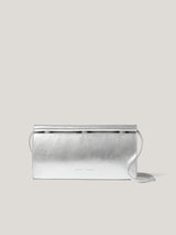Leather Fold Over Clutch Bag | Silver