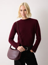 Leather Fold Over Cross Body Bag | Burgundy