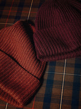 Wool Cashmere Blend Rib Beanie | Burgundy