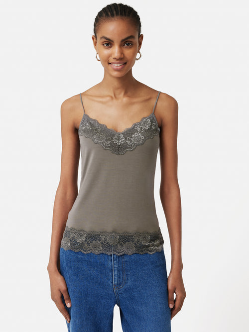 Modal Lace Vest | Mushroom