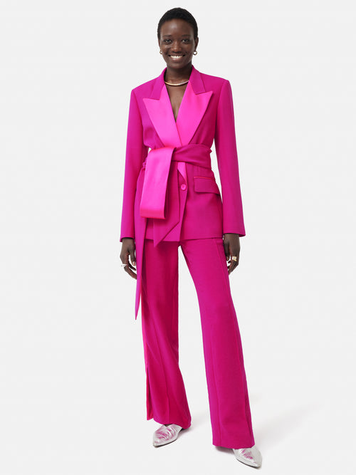 Belted Tuxedo Jacket | Pink