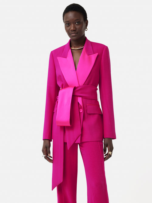 Belted Tuxedo Jacket | Pink