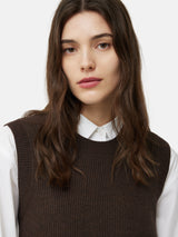 Cotton Blend Crew Tank | Brown