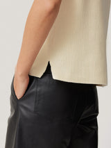 Cotton Blend Crew Tank | Ivory