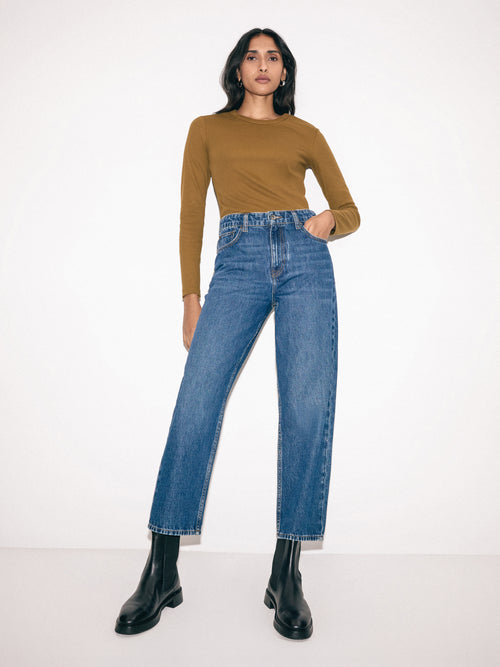 Delmont Cropped Tapered Jean | Blue