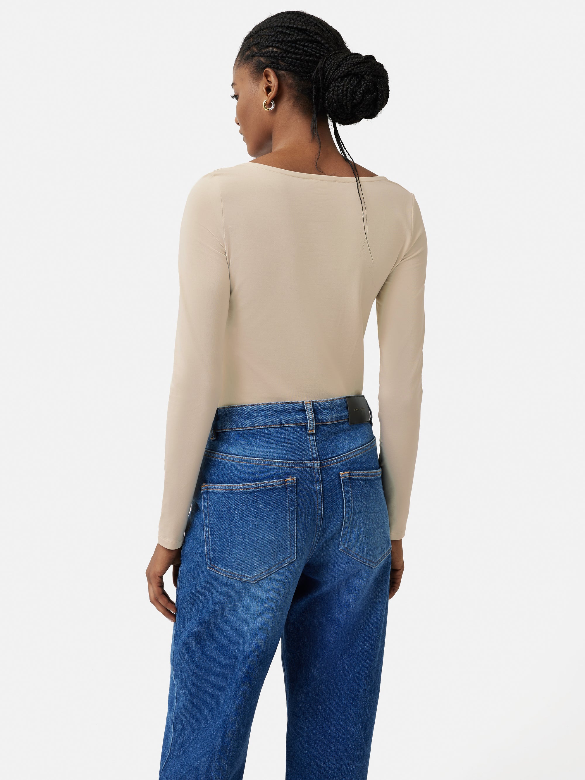 Double Front Ballet Neck Top | Pale Sand – Jigsaw
