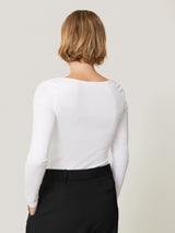 Double Front Ballet Neck Top | White
