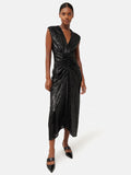 Sequin Ruched Midi Dress | Black