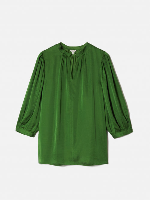 Cecily Satin Drape Top | Green